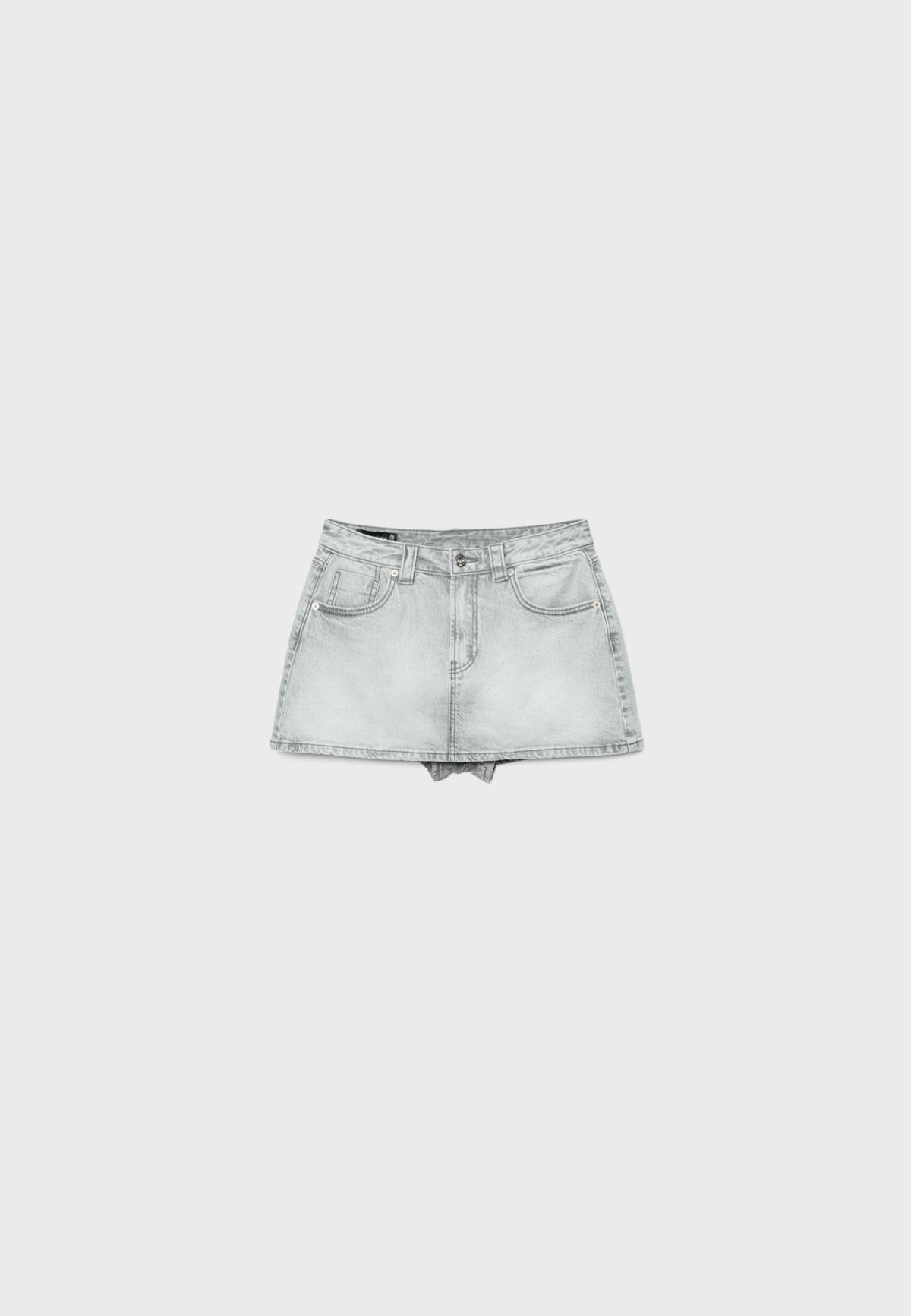 스트라디바리우스 워싱 데님 미니 스커트 팬츠 1283/796/707 MEDIUM GREY