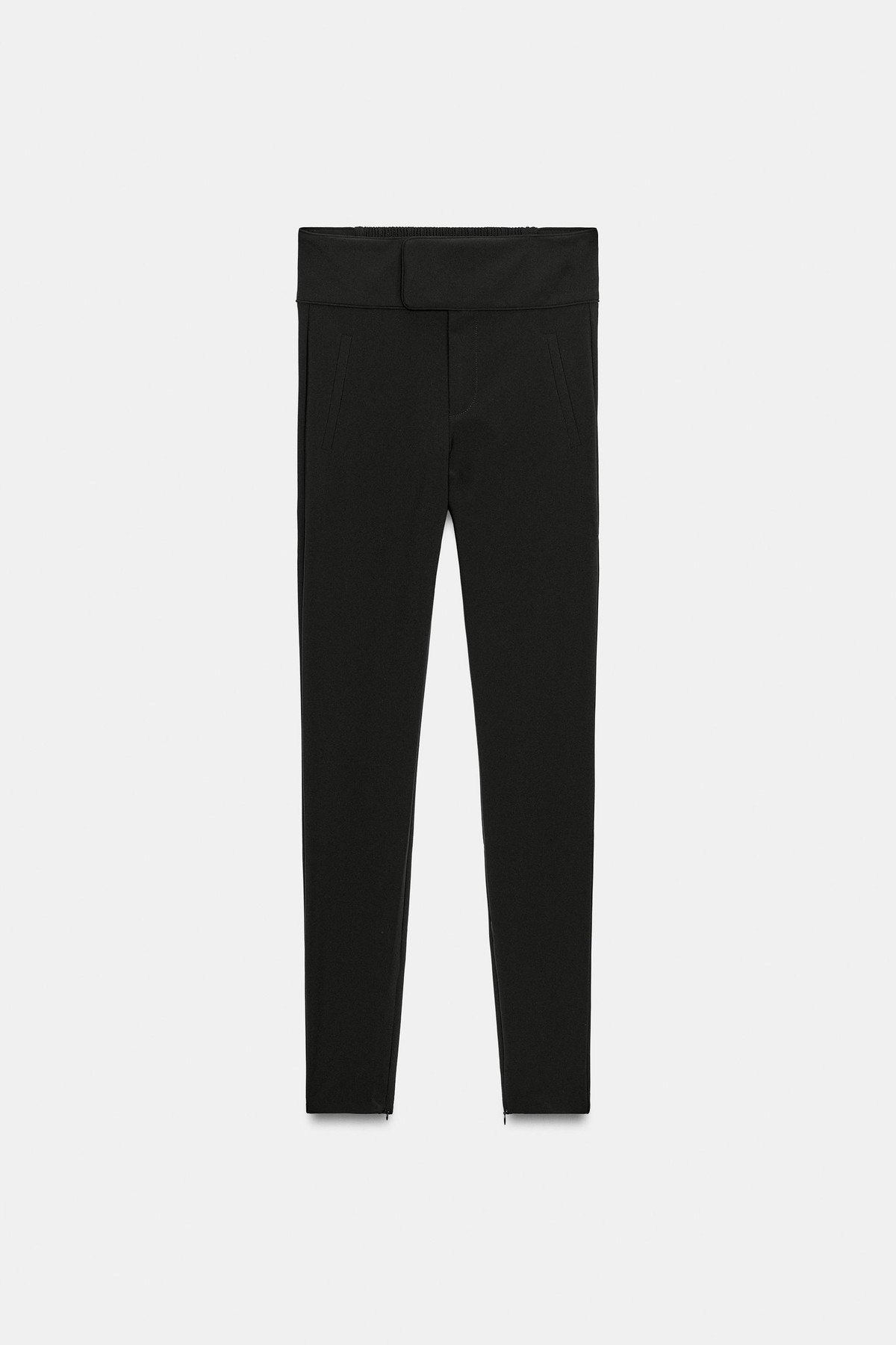 자라 골지 밴드 지퍼 레깅스 1255/597/800 BLACK