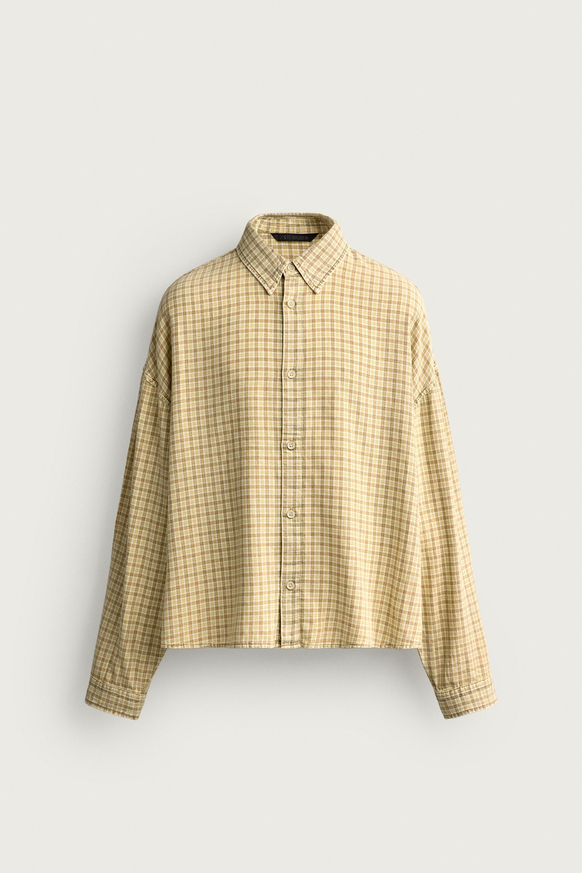 자라 릴렉스핏 체크 긴팔 코튼 셔츠 6987/350/300 YELLOW