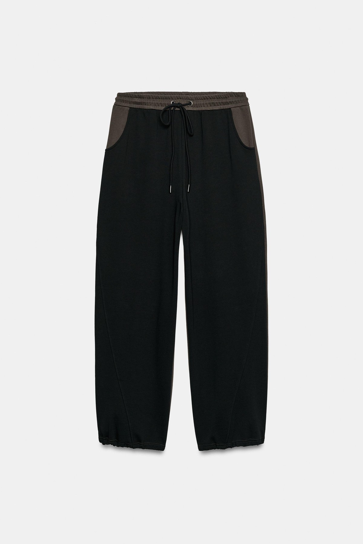 자라 콤비 플리스 배기 조거 팬츠 4813/836/099 BLACK / BROWN
