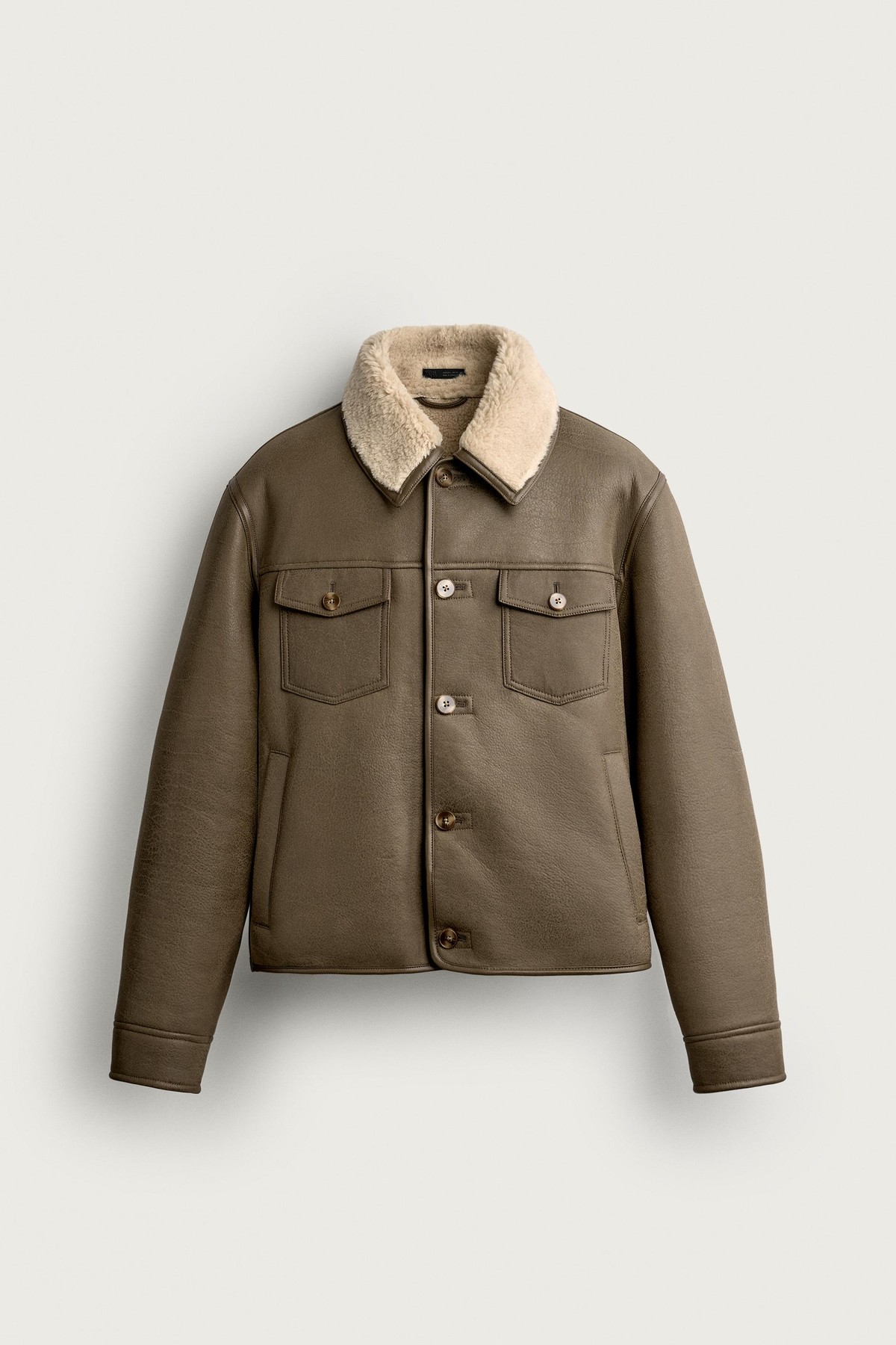 자라 더블페이스 크롭 무스탕 자켓 0993/802/505 KHAKI