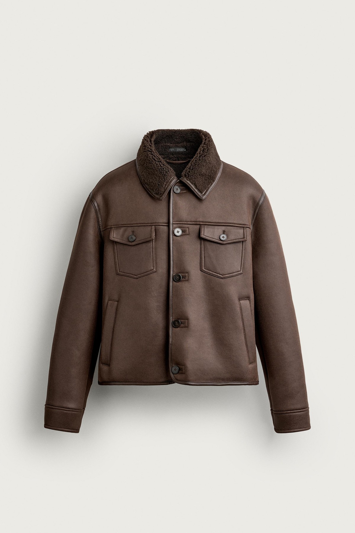 자라 레더 이펙트 크롭 무스탕 재킷 0993/802/700 BROWN
