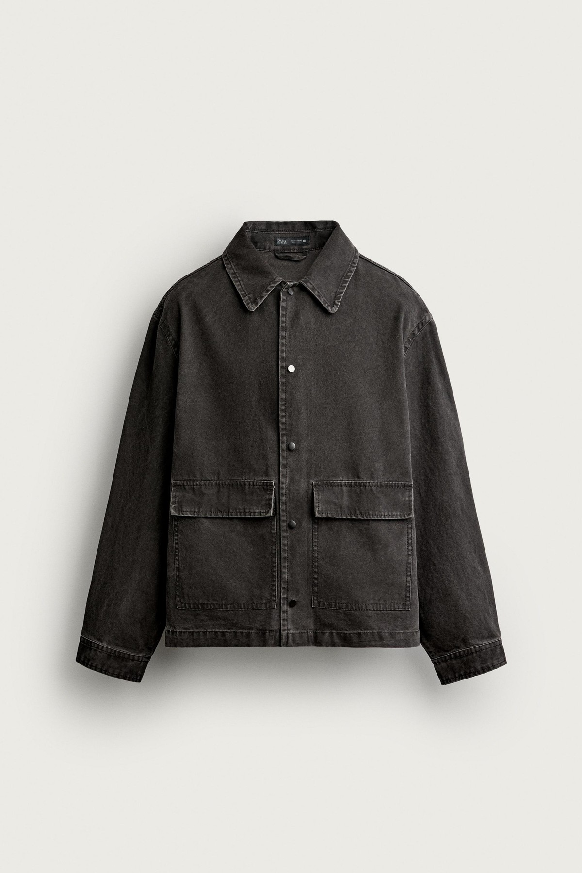 자라 플랩 포켓 워싱 코튼 오버셔츠 8281/605/807 ANTHRACITE GREY
