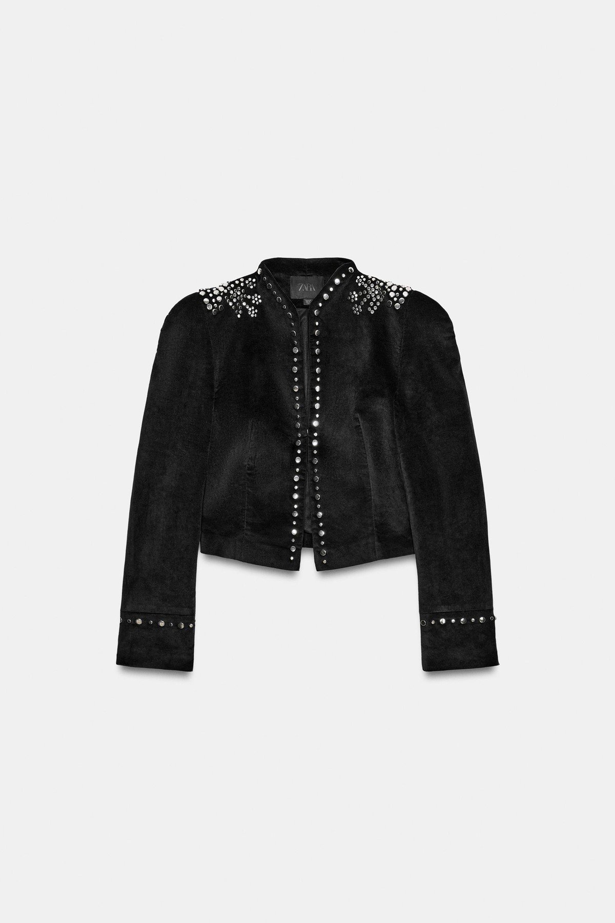 자라 슬림핏 벨벳 스터드 크롭 자켓 4772/701/800 BLACK