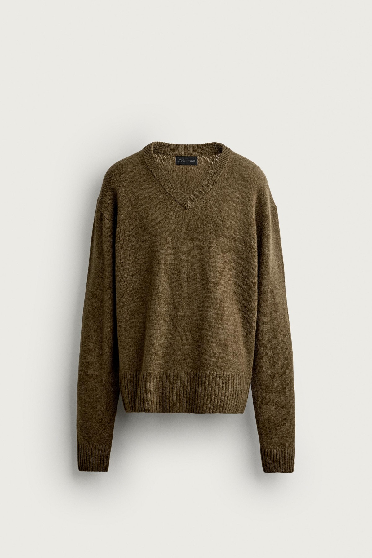 자라 릴렉스핏 브이넥 울 니트 스웨터 5755/357/505 KHAKI