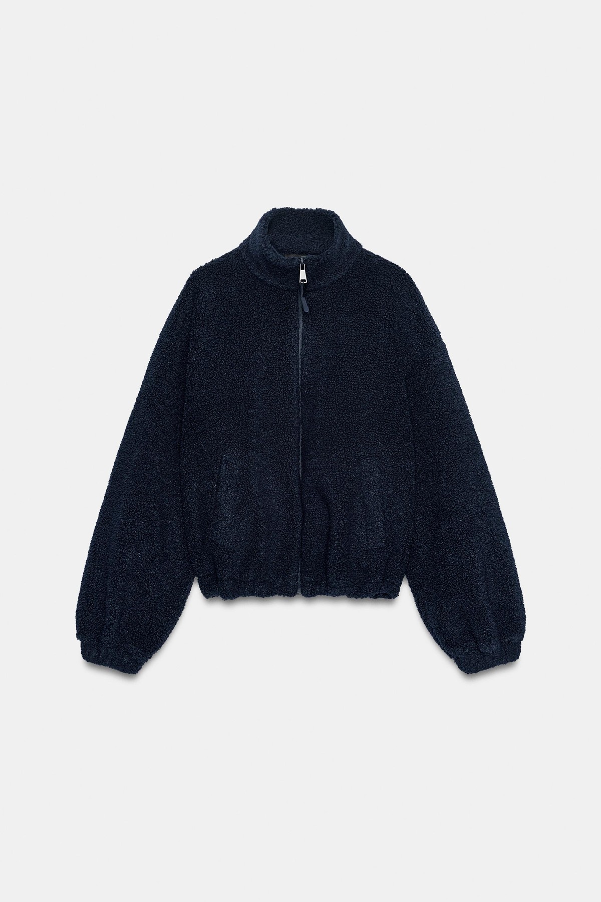 자라 페이크 시어링 하이넥 집업 자켓 4813/834/401 NAVY BLUE