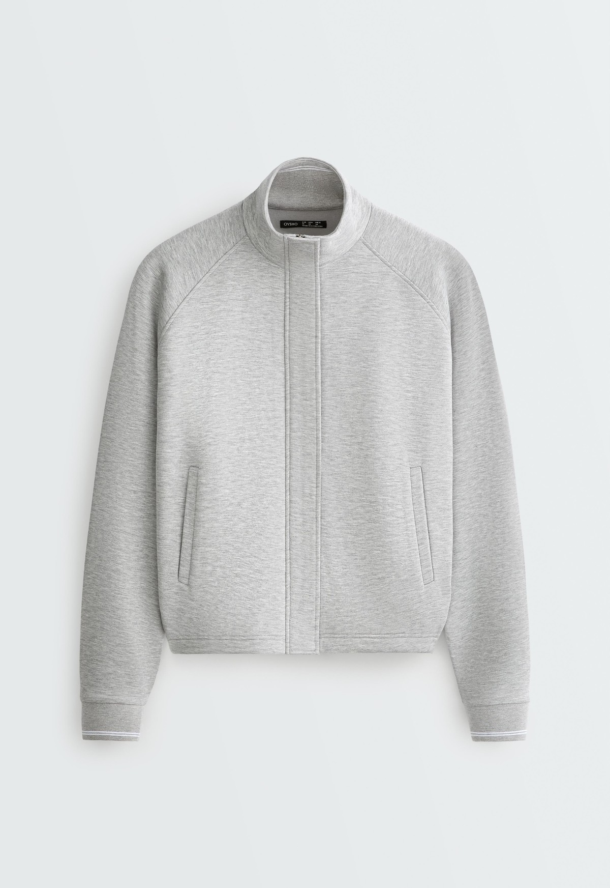 오이쇼 멜란지 피케 하이넥 집업 자켓 6909/175/814 MID-GREY MELANGE