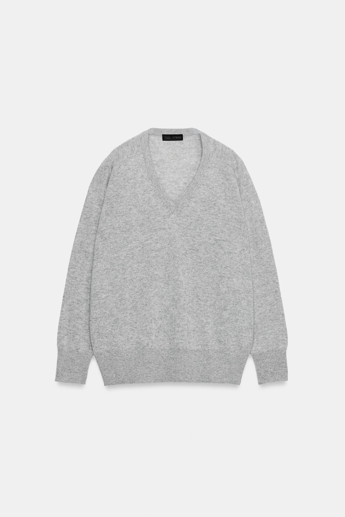 자라 울 100% 오버핏 V넥 니트 탑 3644/104/811 LIGHT GREY