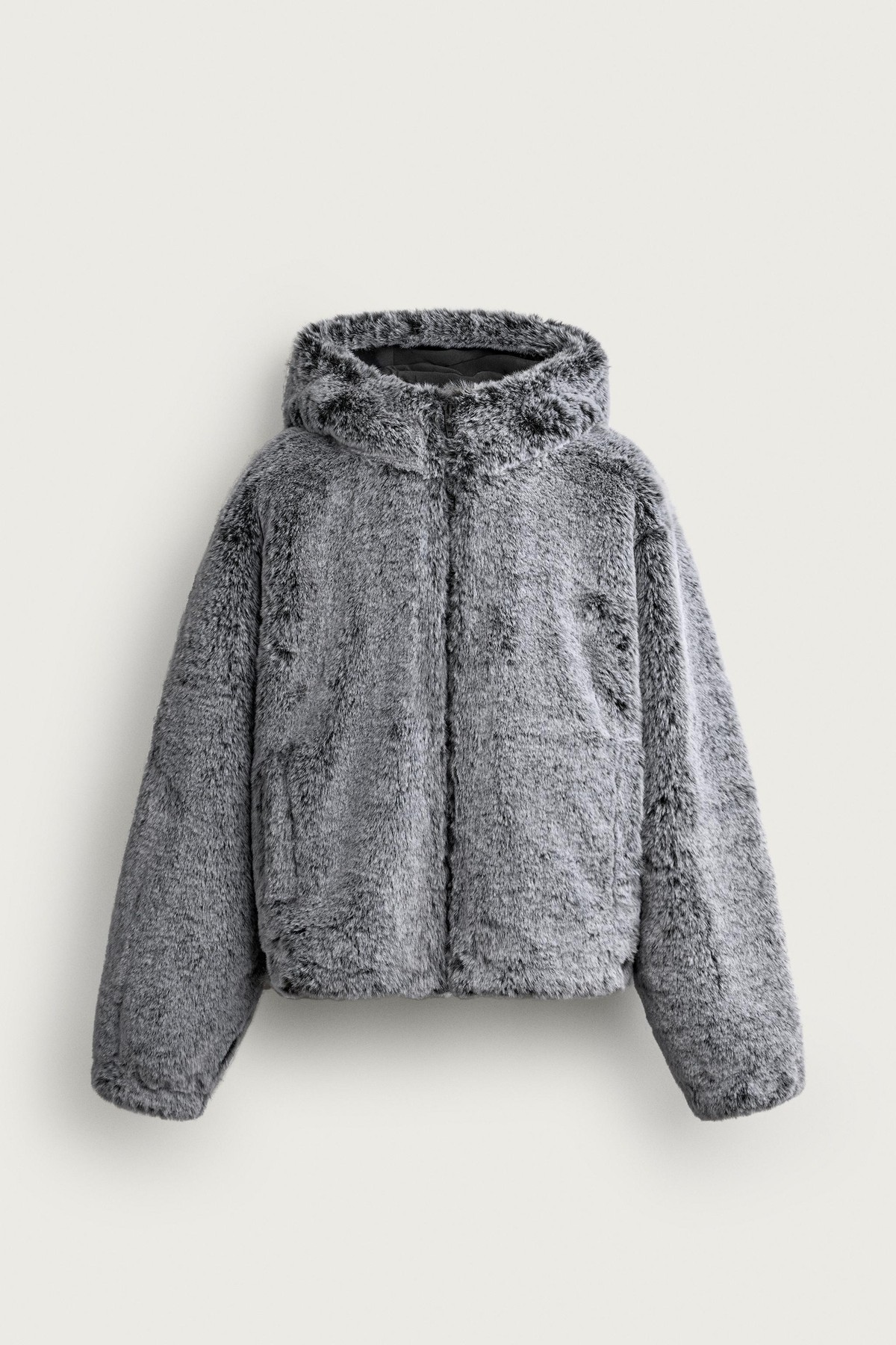 자라 퍼 후드 크롭 집업 자켓 0993/804/826 GREYISH