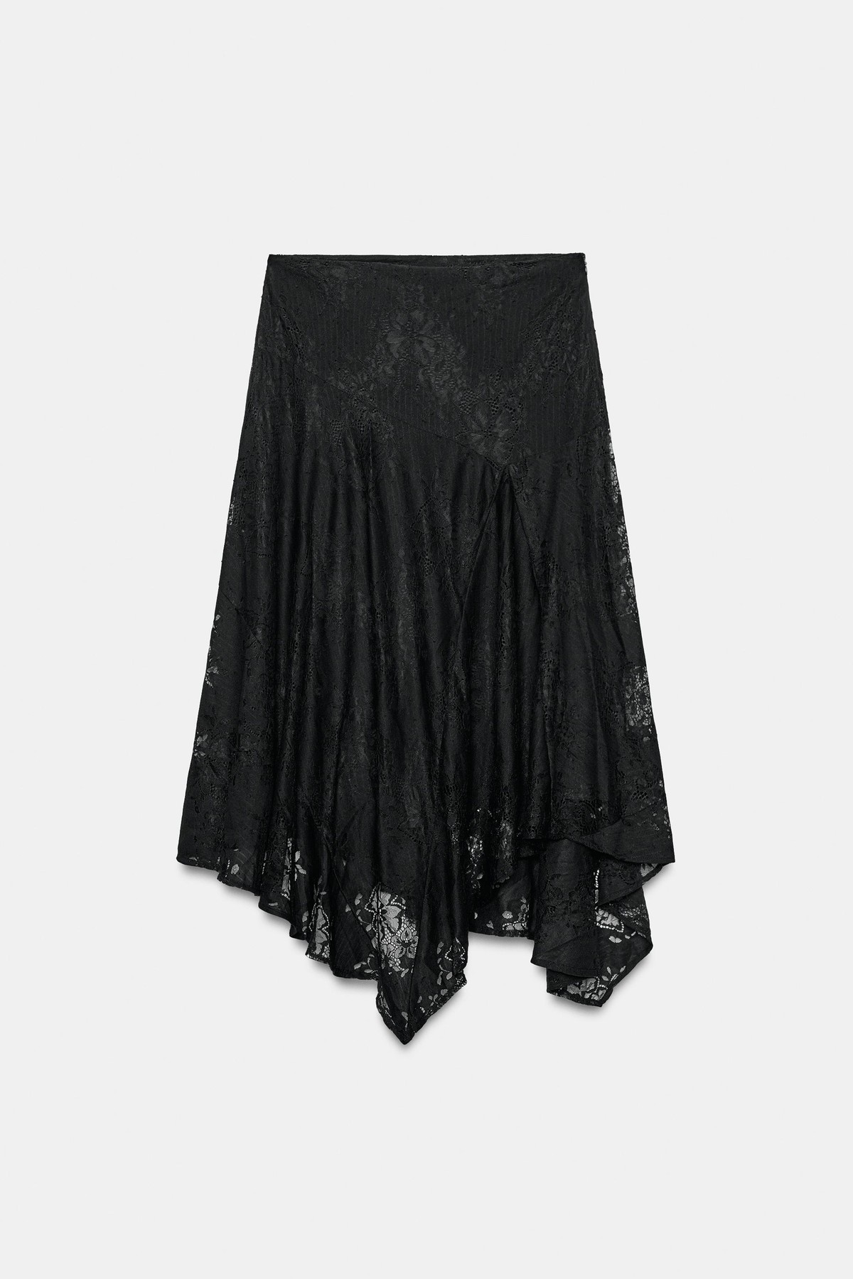 자라 비대칭 레이스 미디 스커트 1255/606/800 BLACK