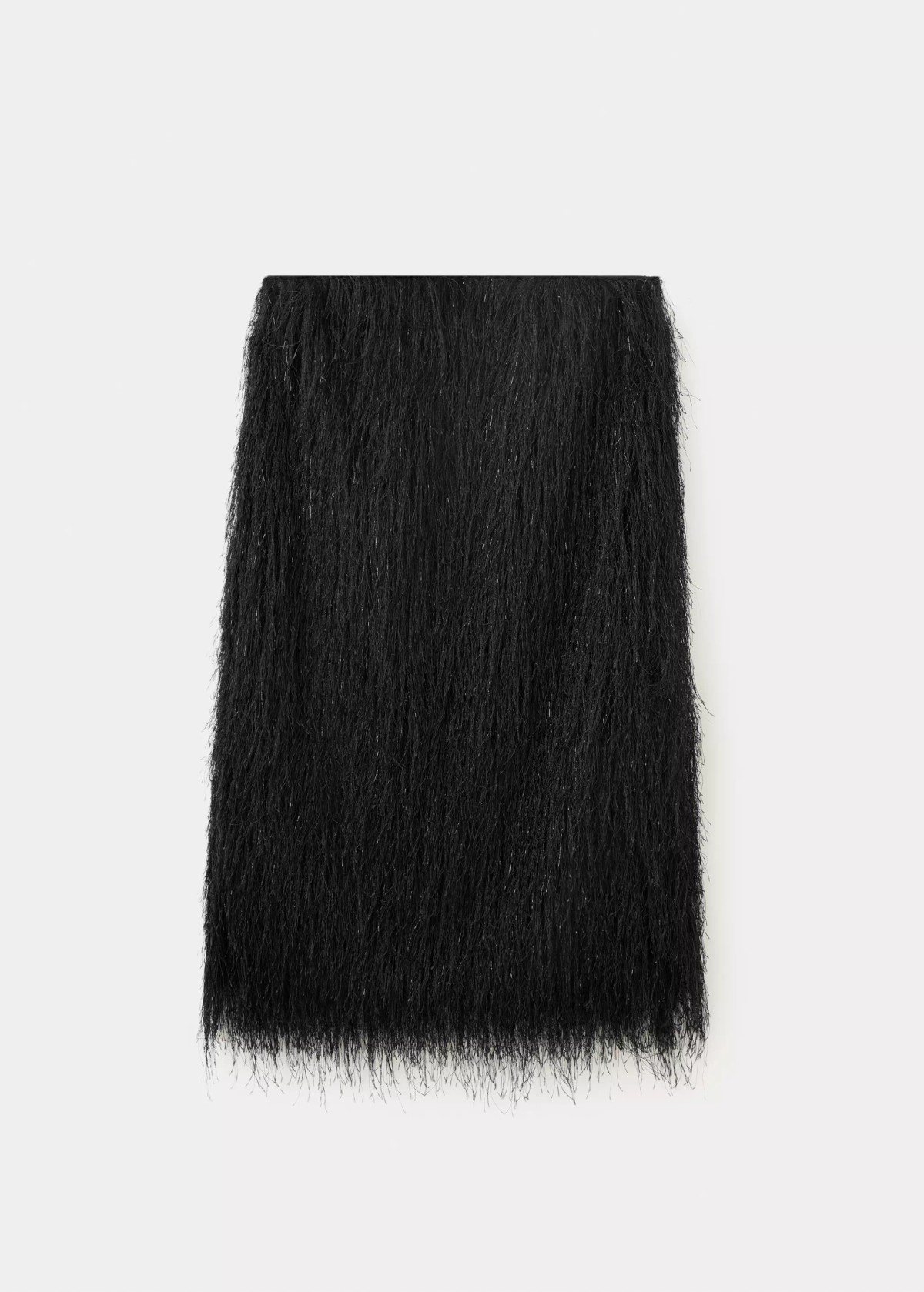 망고 메탈릭 프린지 미디 스커트 37069123_99 NEGRO