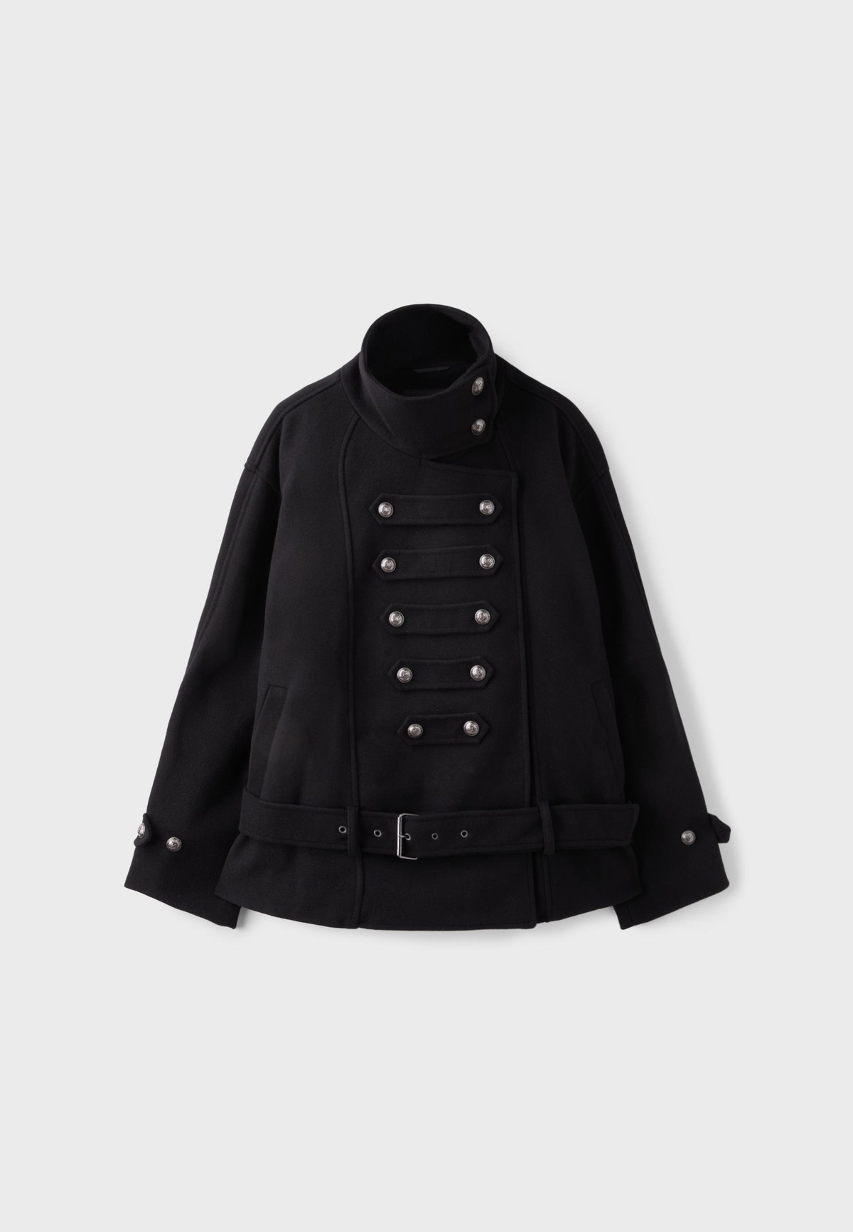 스트라디바리우스 하이넥 버튼 벨트 숏 자켓 8636/716/001 BLACK