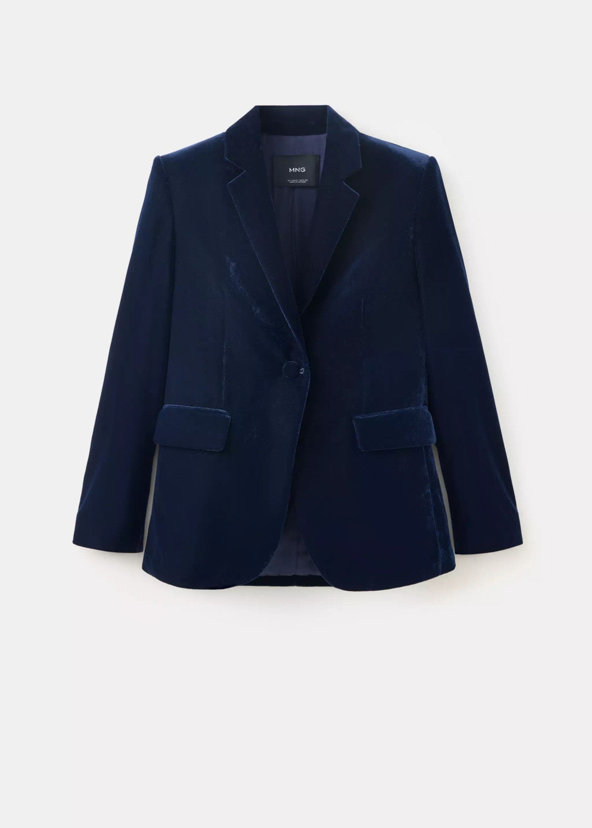 망고 벨벳 테일러드 블레이저 자켓 37099114_56 AZUL MARINO
