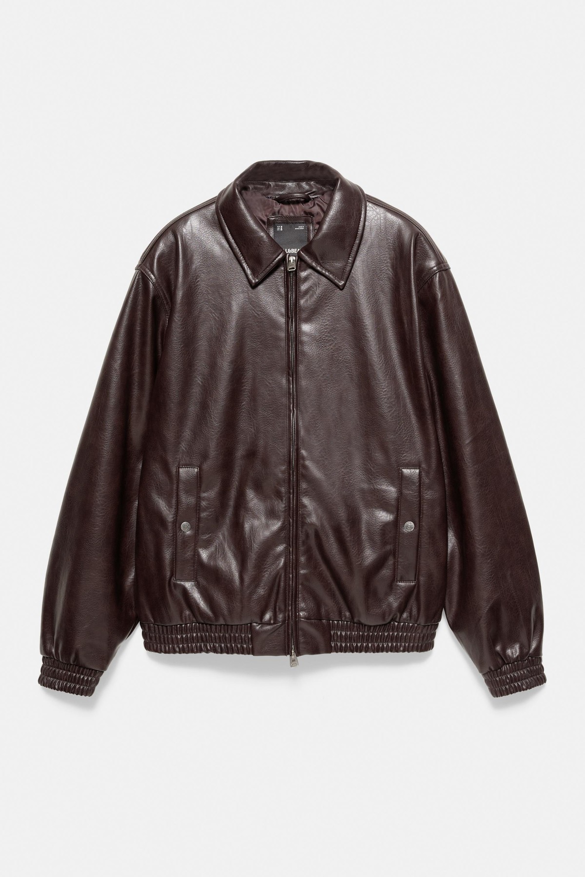 풀앤베어 레더 이펙트 라펠 집업 자켓 7720/507 DARK MAROON