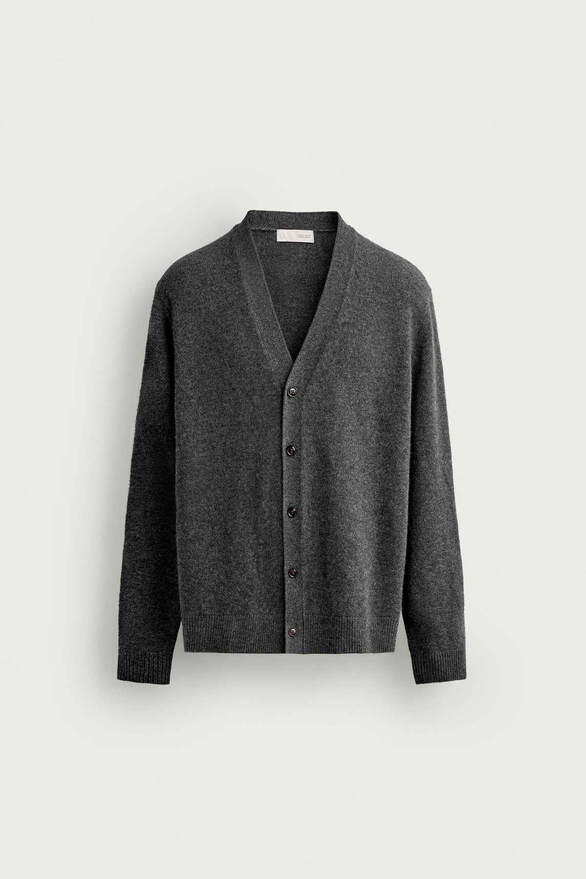 자라 울 혼방 레귤러핏 브이넥 가디건 2893/340/803 GREY MARL
