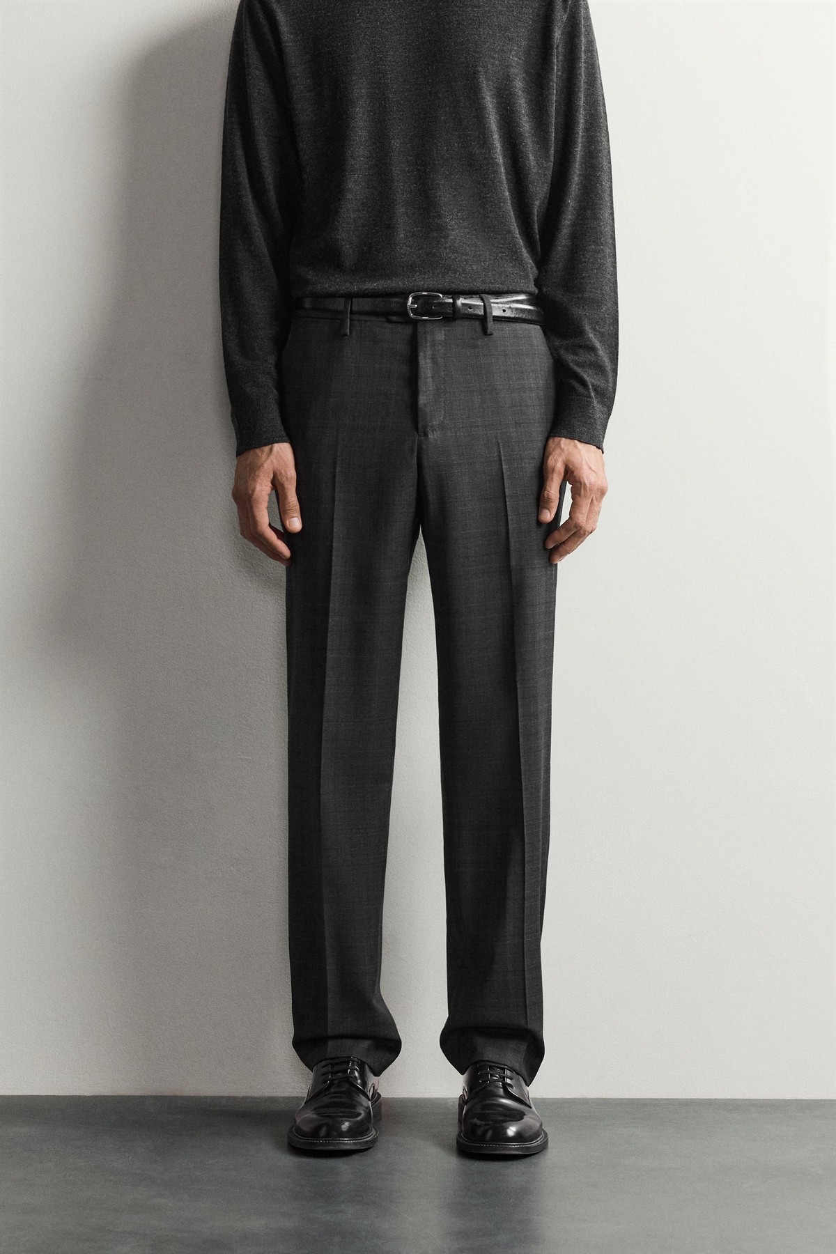 자라 울 체크 레귤러핏 정장 팬츠 1564/003/801 ANTHRACITE GREY