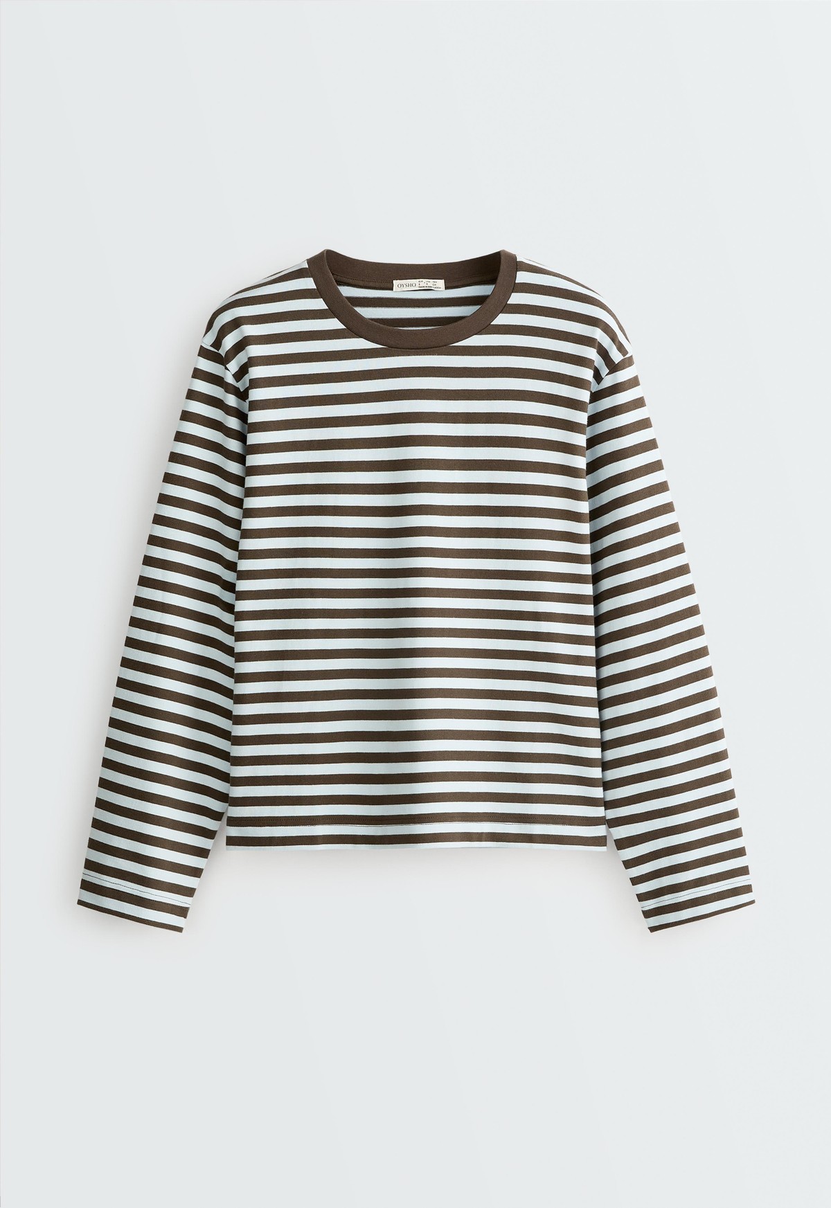 오이쇼 스트라이프 순면 긴팔 티셔츠 7562/172/038 CHARCOAL GREY