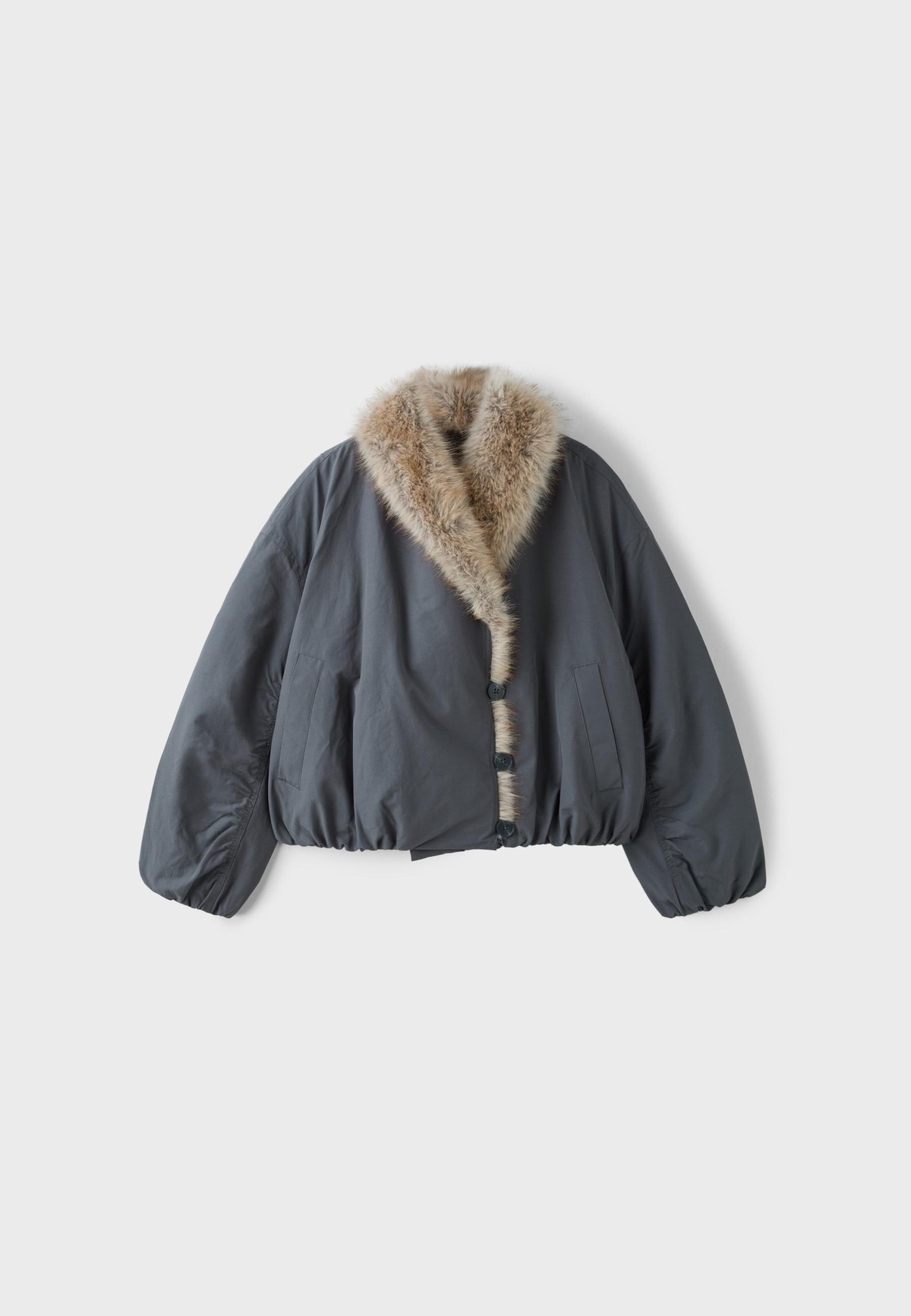 스트라디바리우스 퍼 숄칼라 크롭 패딩 자켓 5627/514/250 CHARCOAL GREY