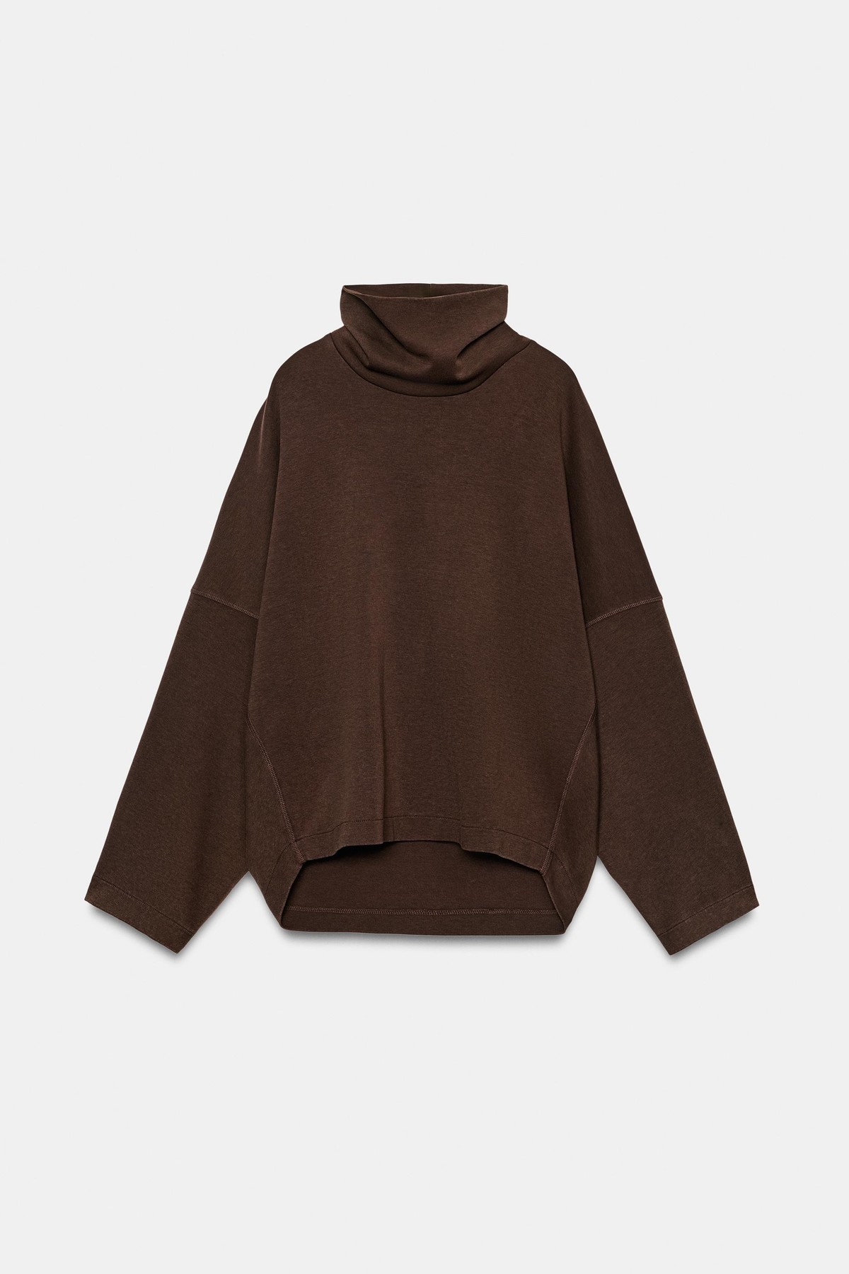자라 오버사이즈 하이넥 스웨트셔츠 2335/668/700 BROWN