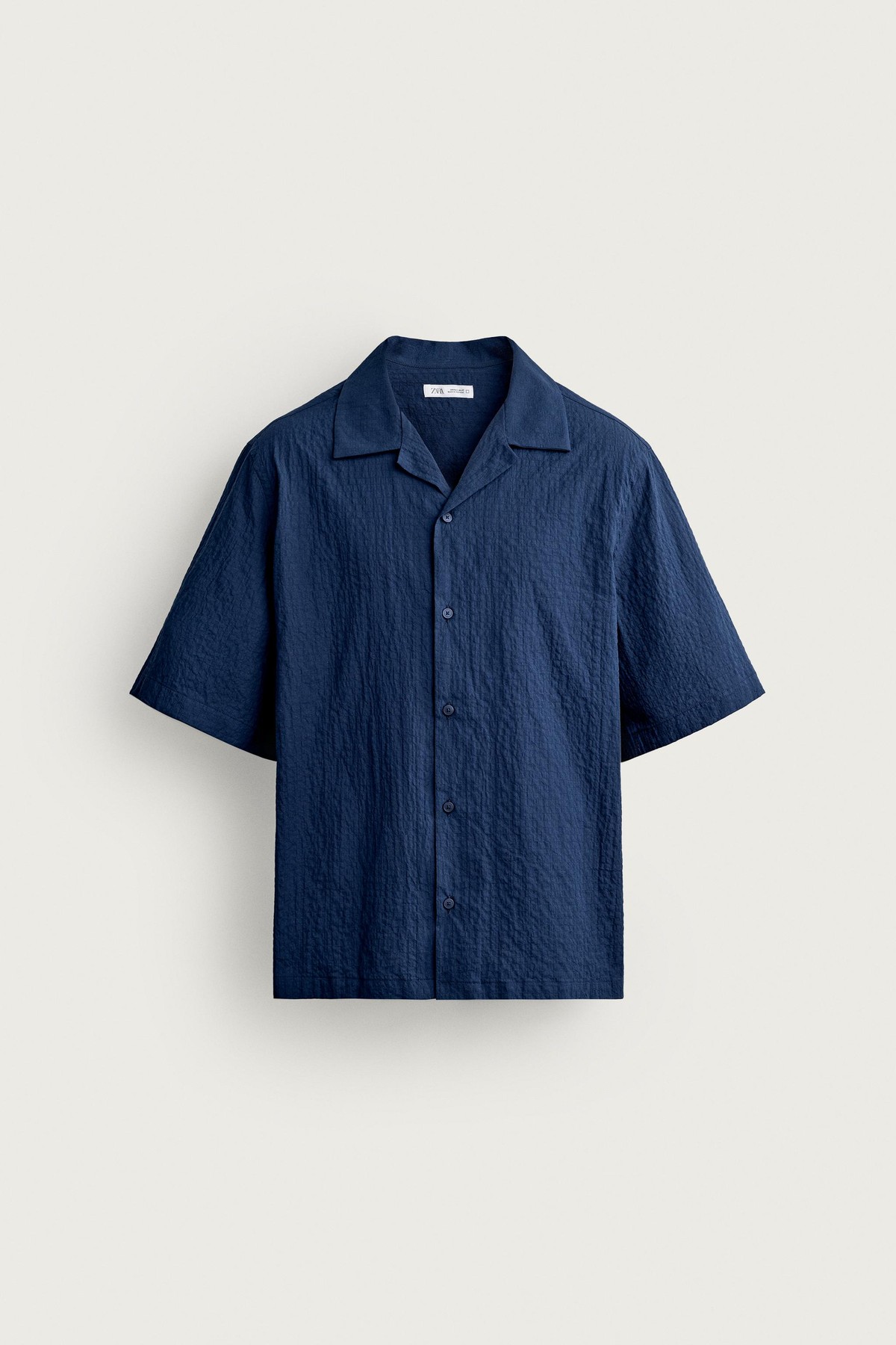 자라 시어서커 레귤러핏 반팔 셔츠 5679/621/430 INK BLUE