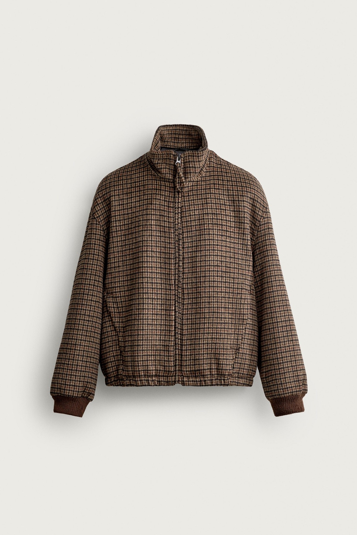 자라 체크 패딩 하이넥 자켓 8281/458/700 BROWN
