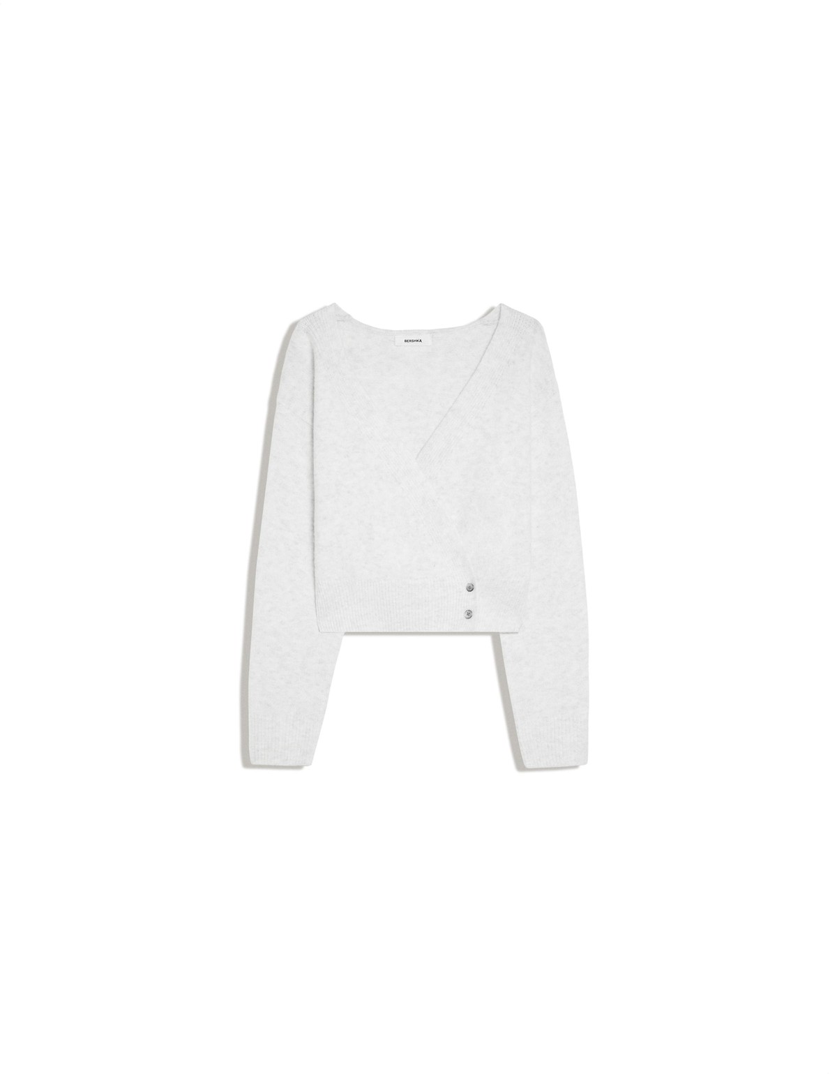 버쉬카 브이넥 랩 크롭 니트 가디건 3895/376 GREY