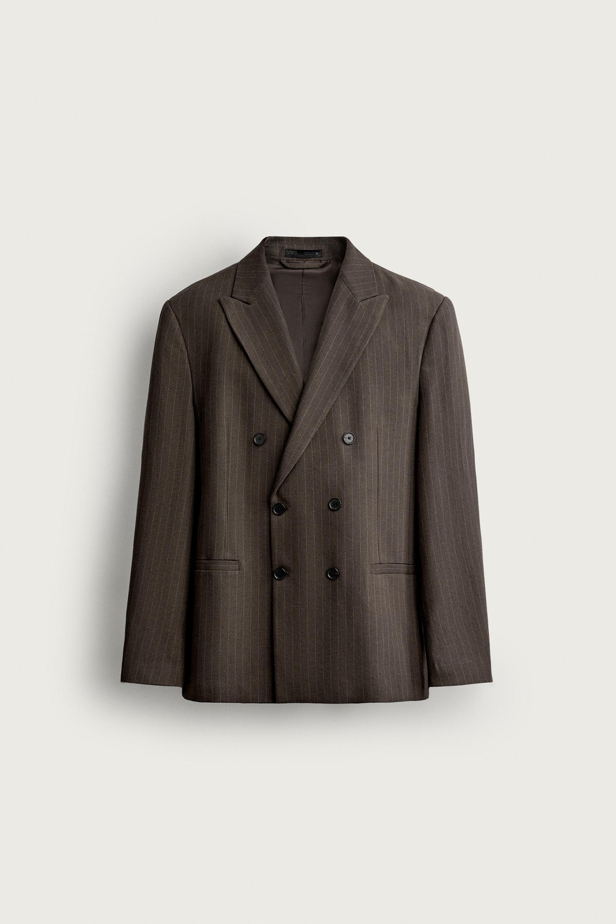 자라 핀스트라이프 린넨 수트 블레이저 4691/951/700 BROWN