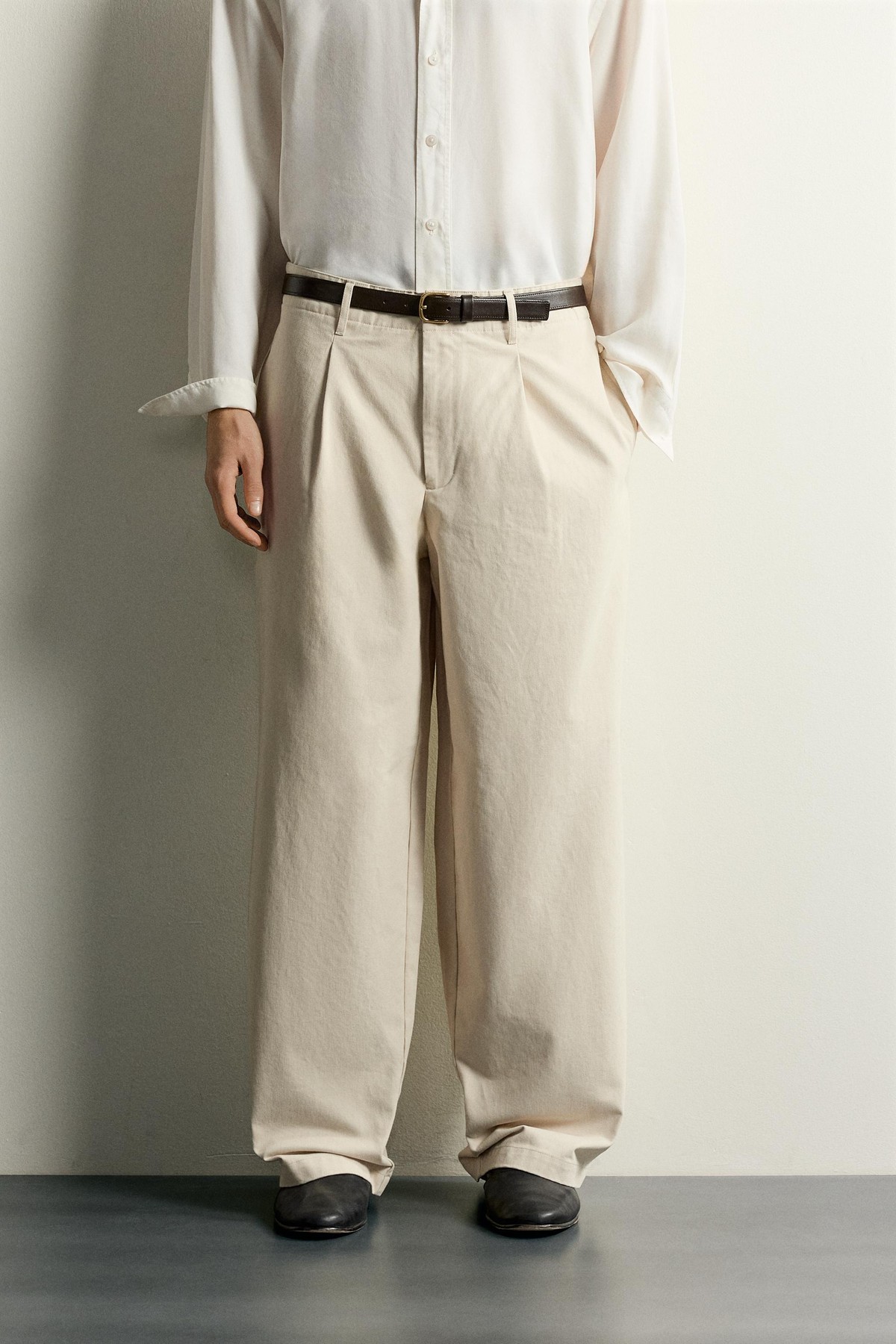 자라 플리츠 와이드 코튼 팬츠 9621/715/710 BEIGE