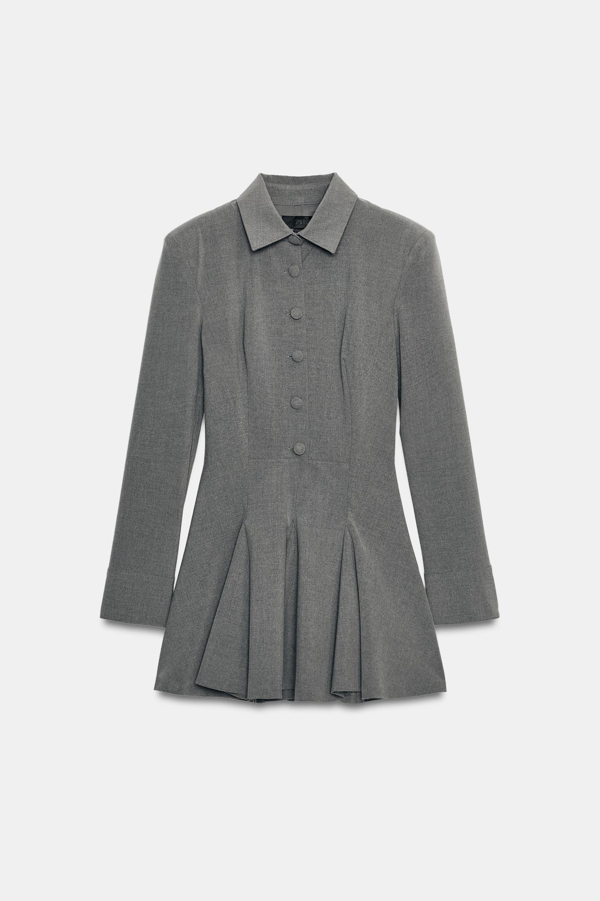 자라 숄더패드 긴팔 셔츠 미니 원피스 7855/554/811 LIGHT GREY
