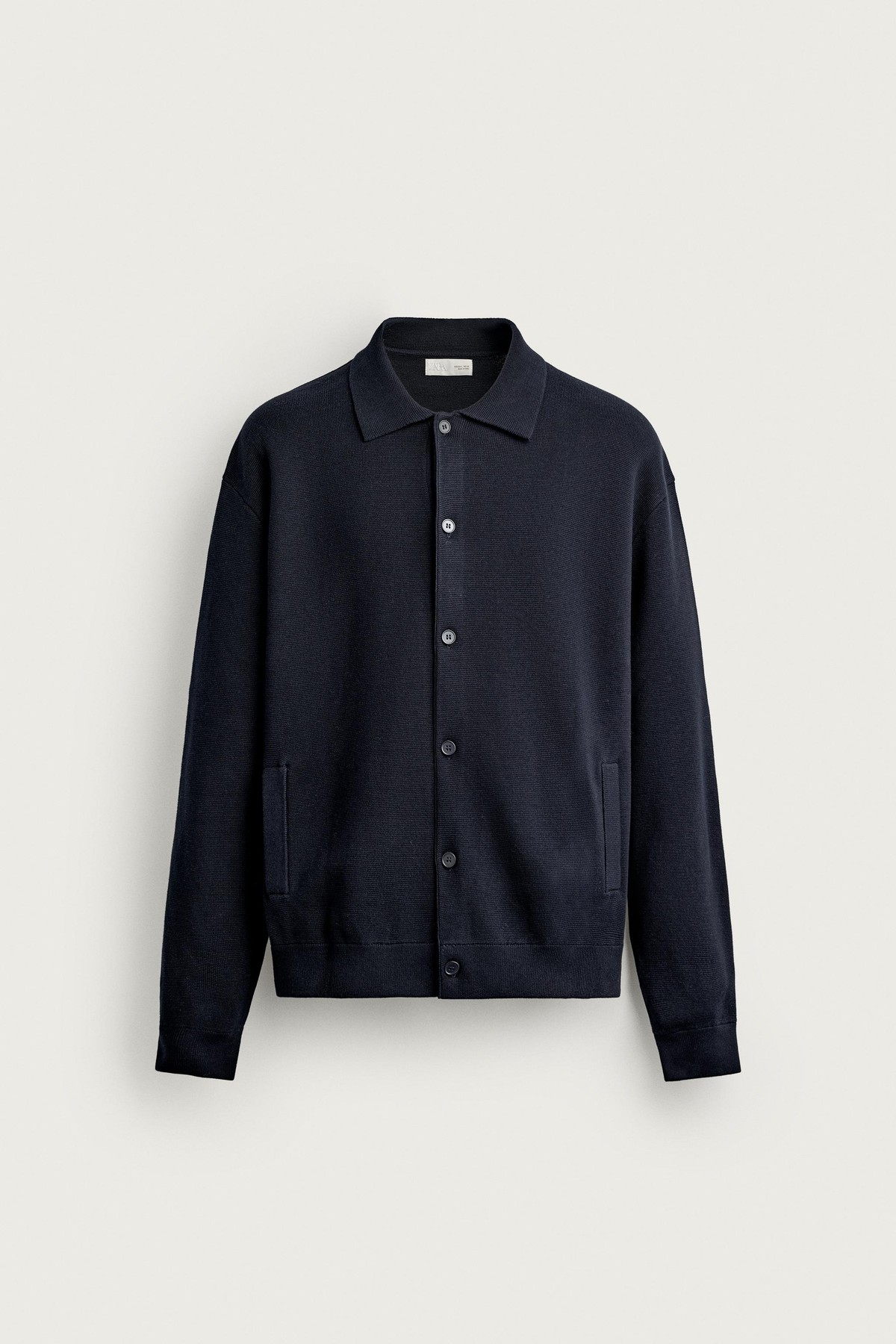 자라 텍스처 레귤러핏 칼라 코튼 가디건 4938/320/401 NAVY BLUE