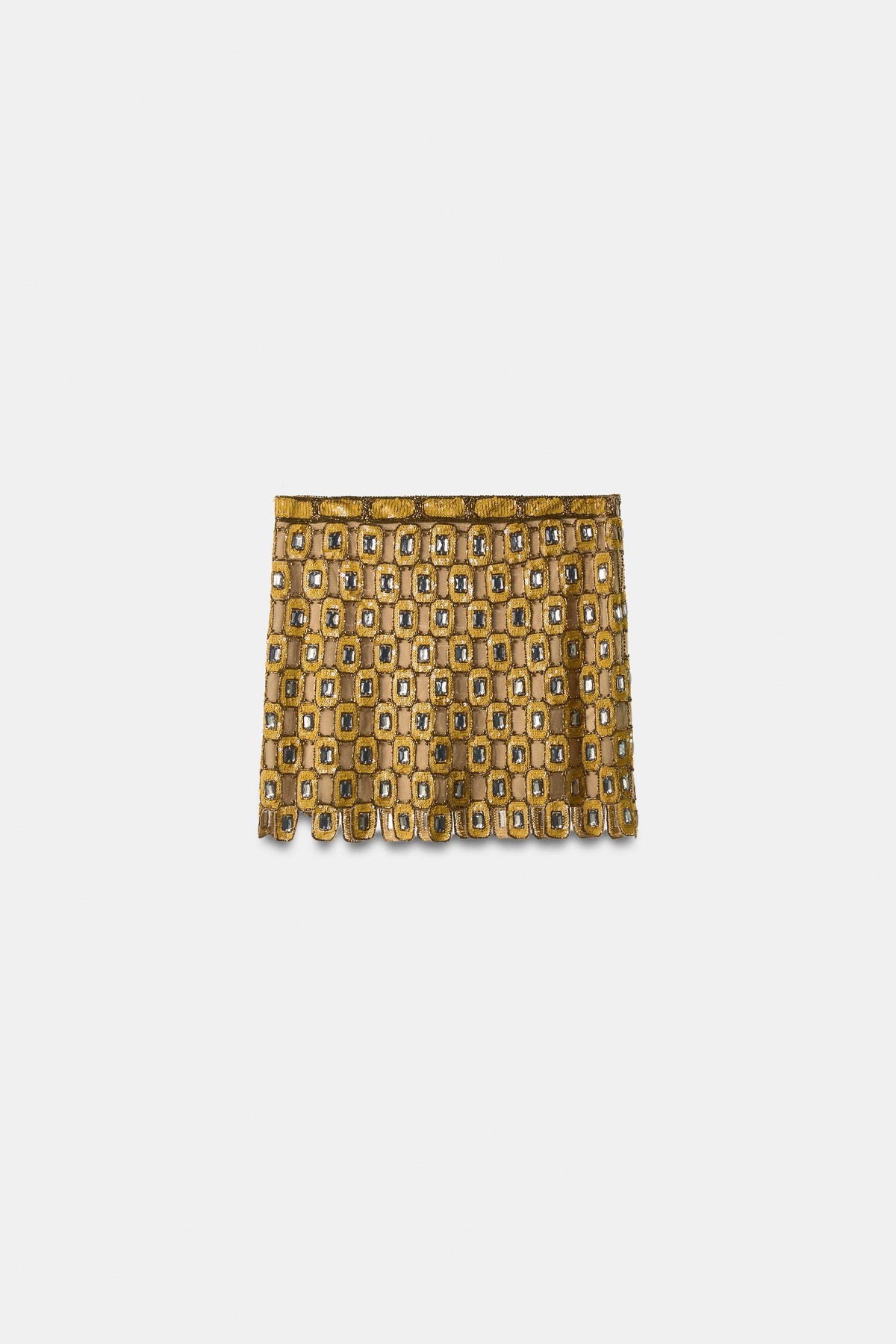 자라 비즈 스팽글 자수 미니 스커트 7521/714/300 YELLOW