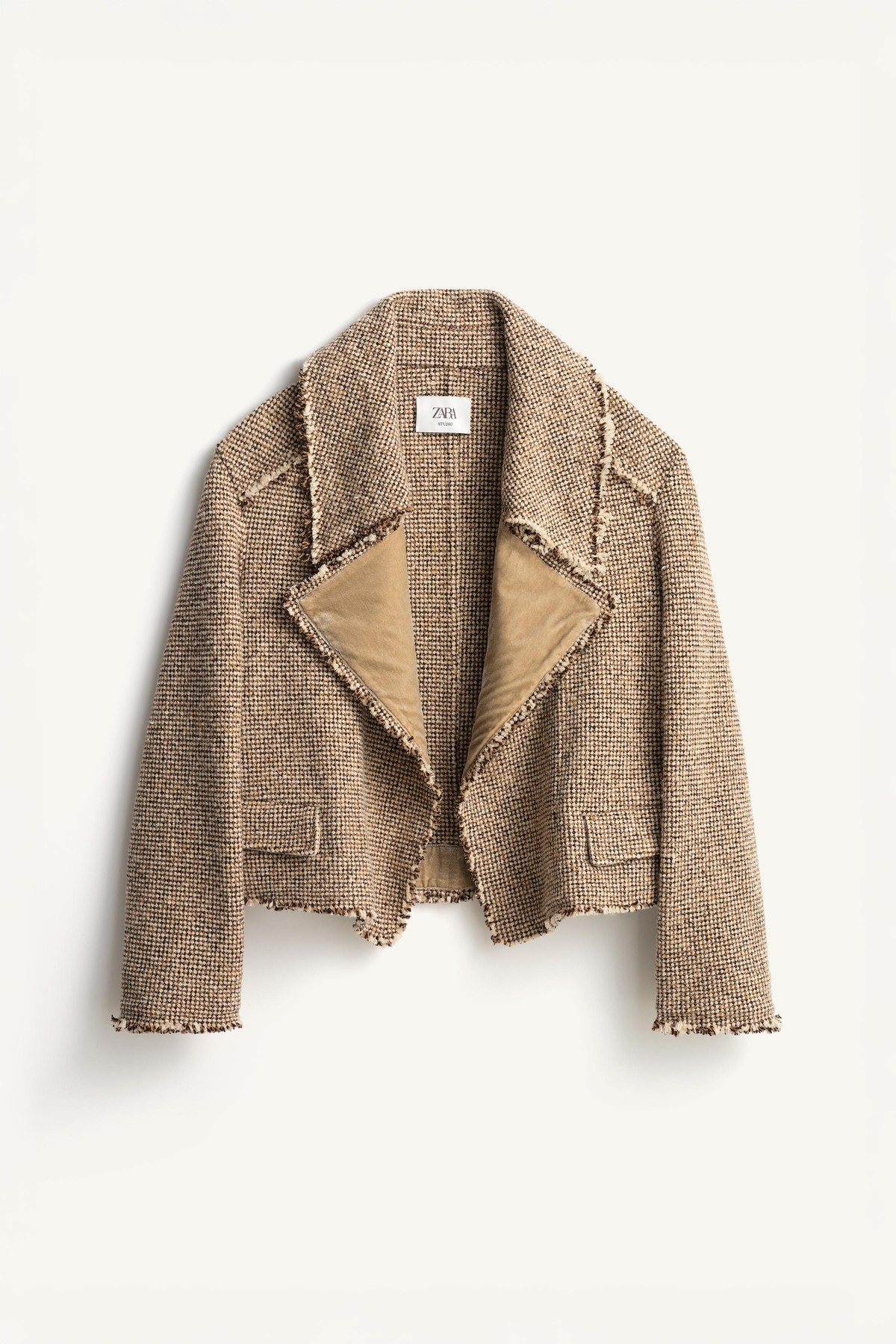 자라 한정판 울 혼방 포켓 크롭 자켓 8024/049/083 BEIGE-BROWN