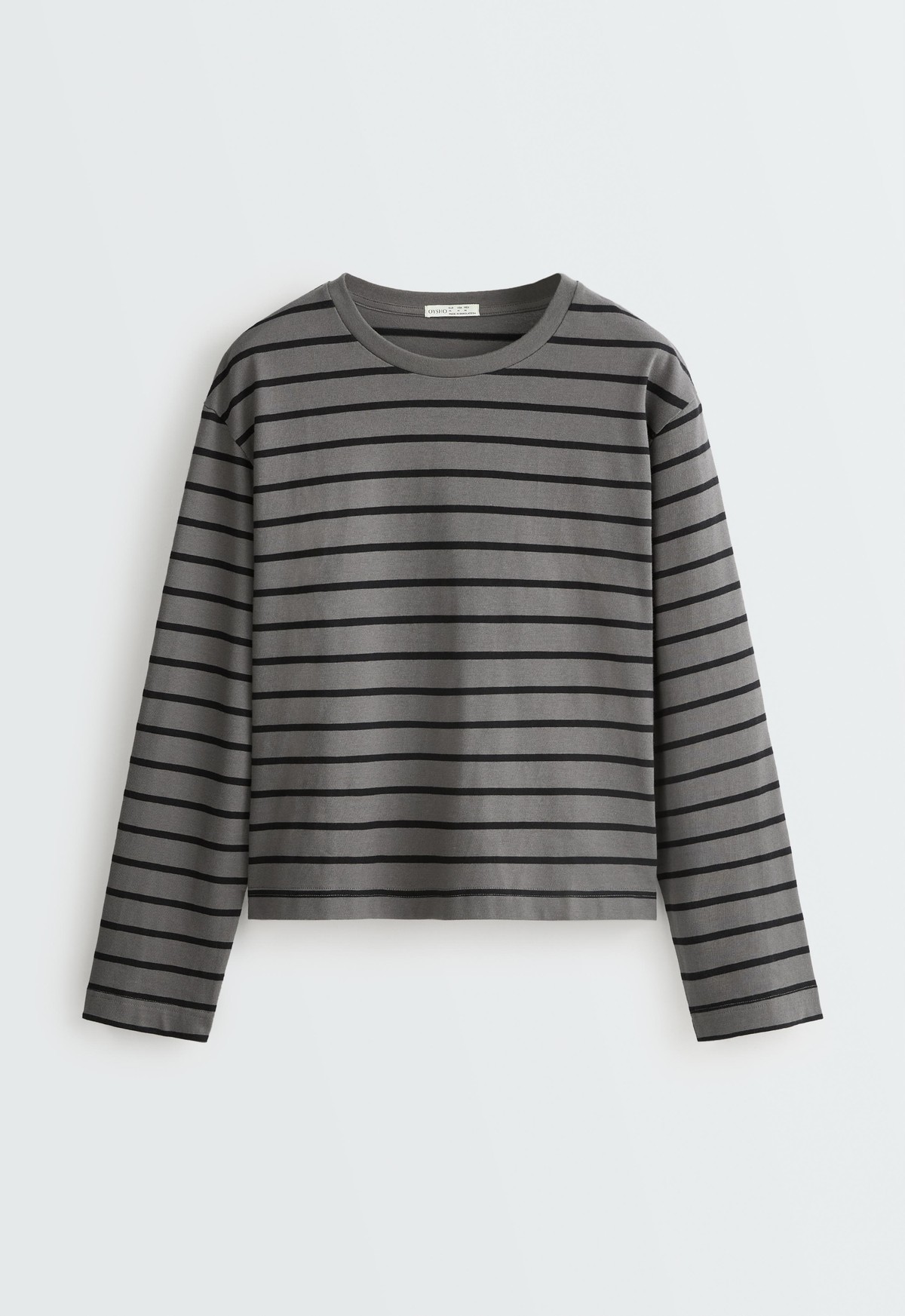 오이쇼 스트라이프 순면 긴팔 티셔츠 7558/172/038 CHARCOAL GREY