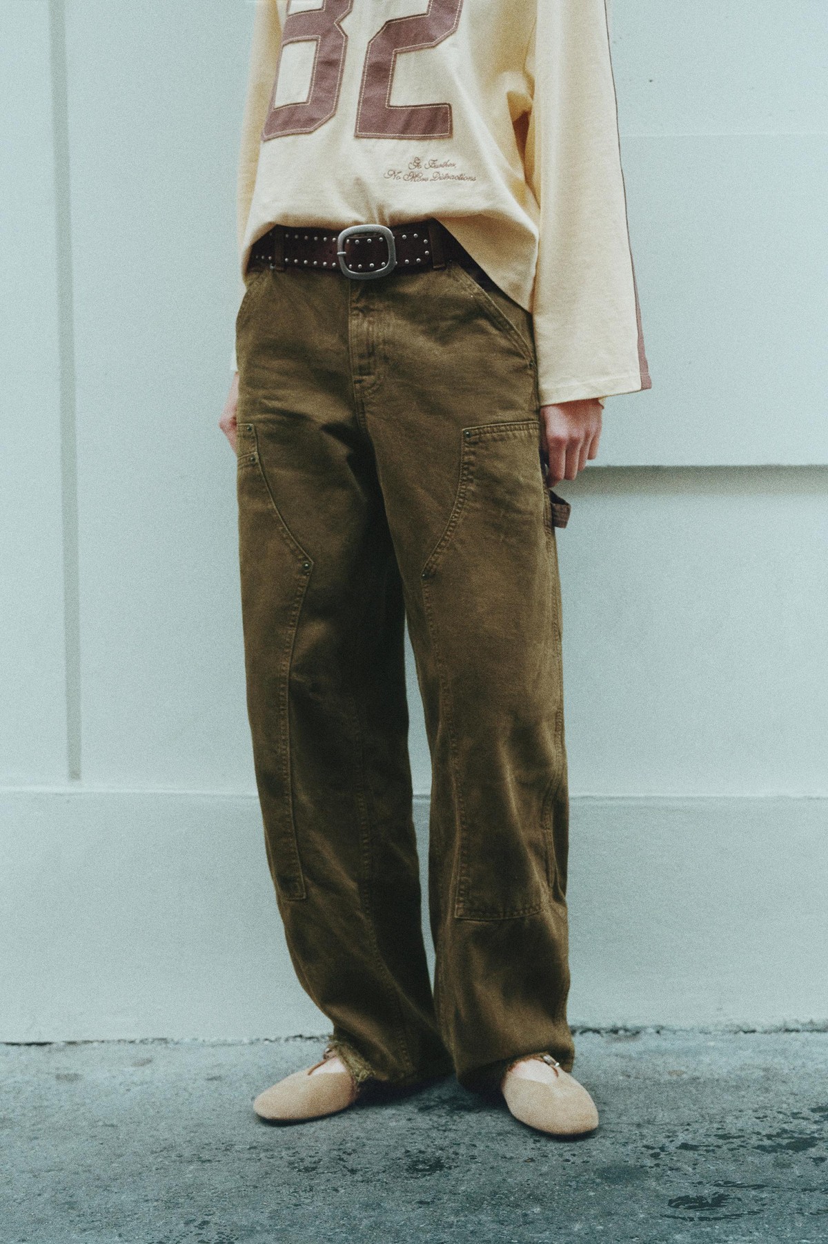 풀앤베어 카펜터 와이드 코튼 팬츠 7671/305 BROWN