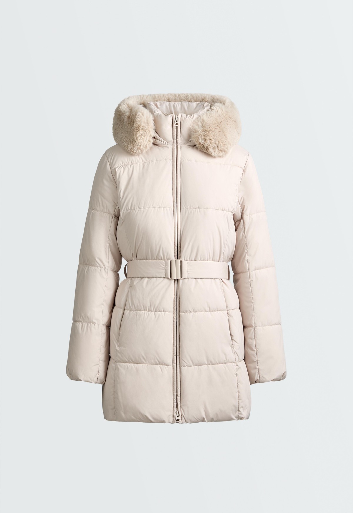 오이쇼 방수 벨트 후드 미디 패딩 자켓 6452/749/771 PALE MINK