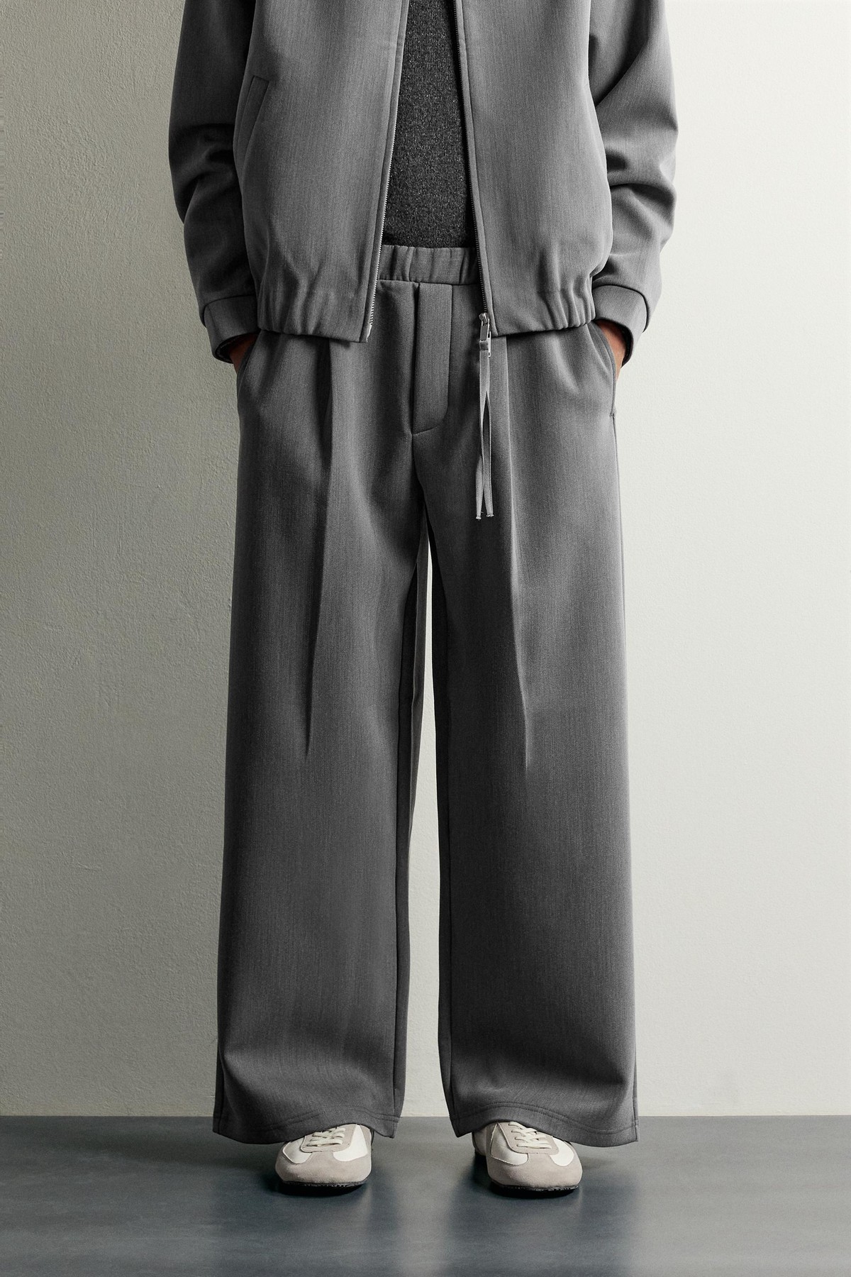 자라 플리츠 와이드 밴딩 팬츠 1437/384/802 GREY