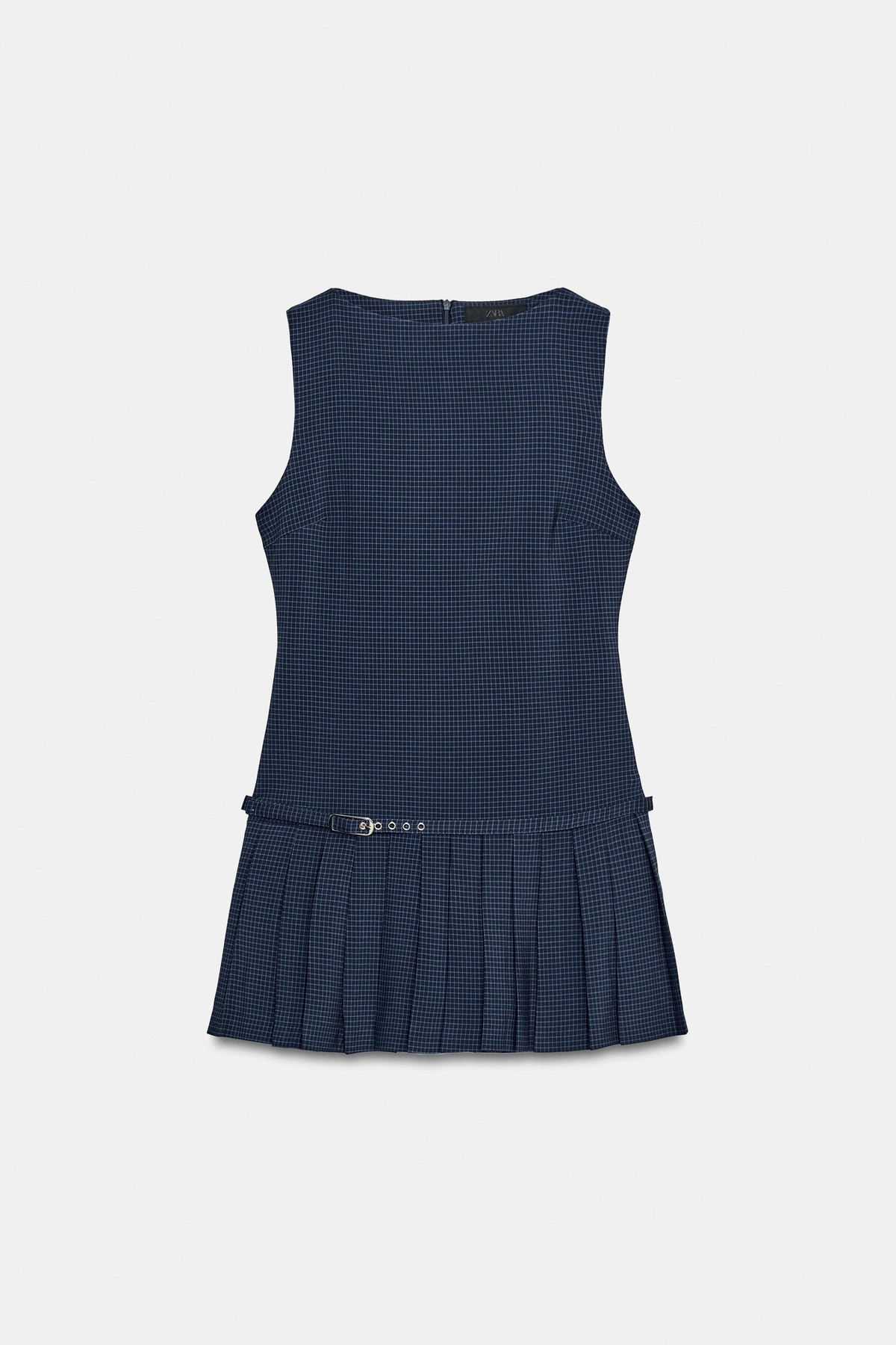 자라 플리츠 체크 민소매 미니 원피스 3152/209/401 NAVY BLUE