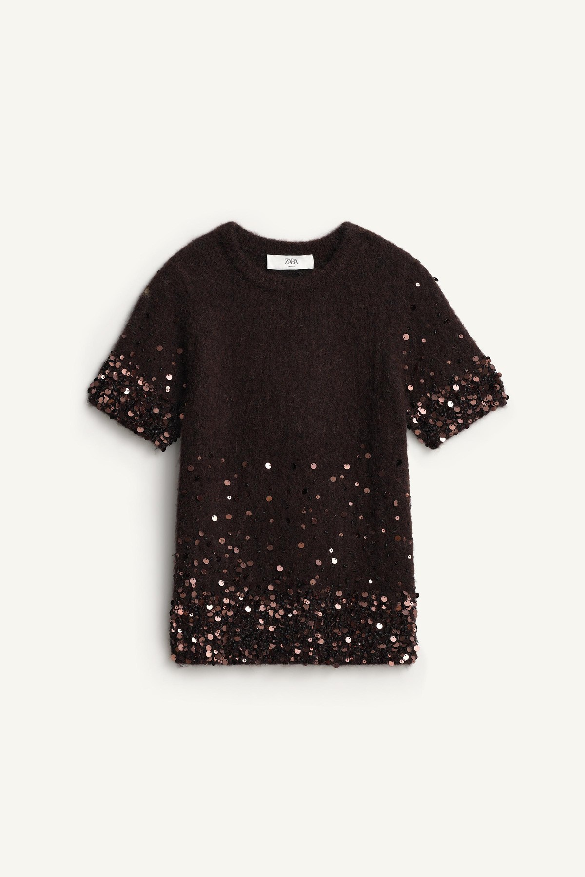 자라 한정판 시퀸 울 알파카 니트 스웨터 5755/920/973 BROWN