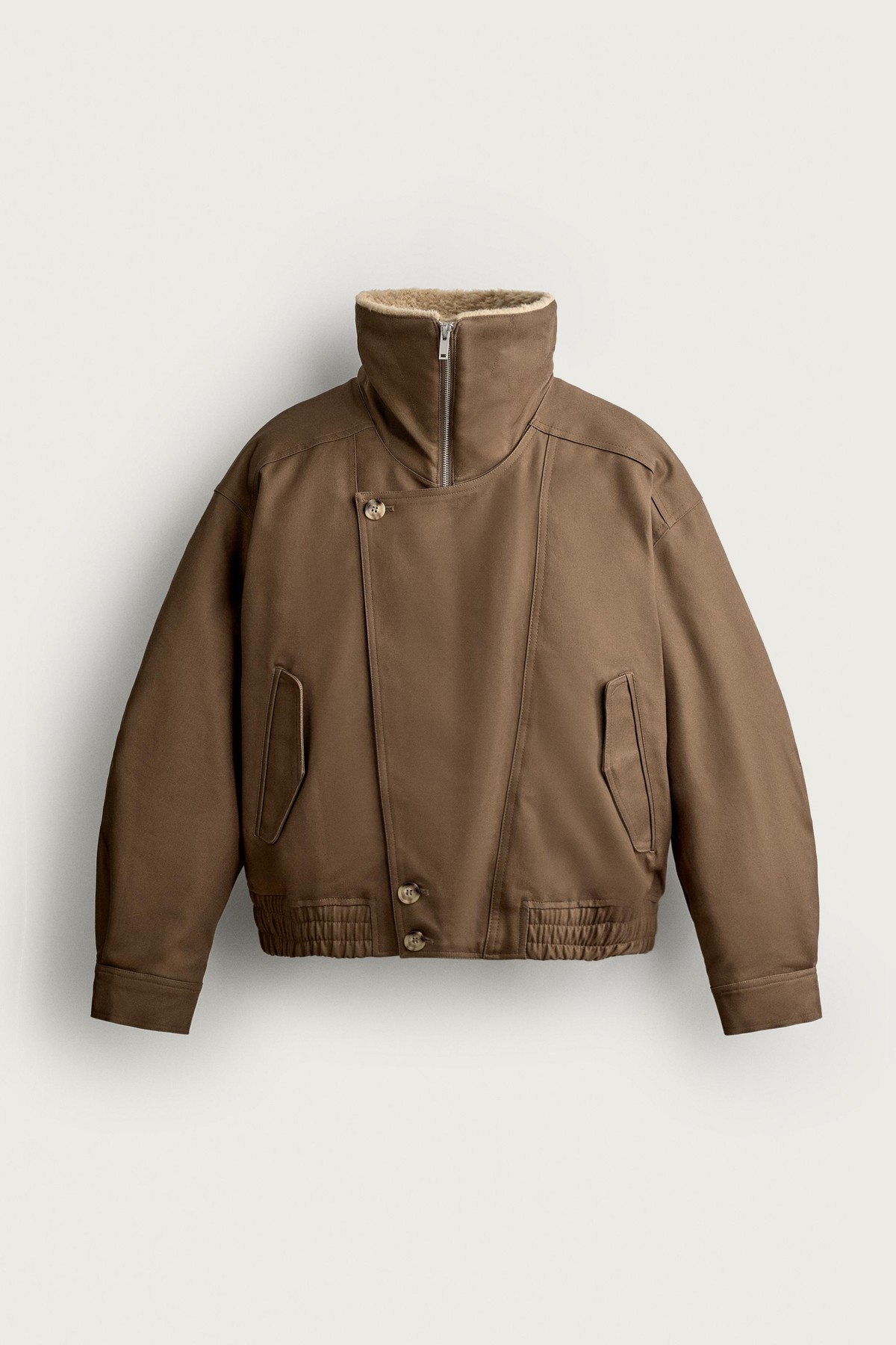 자라 크롭핏 코튼 패딩 블루종 자켓 6318/358/533 MID KHAKI