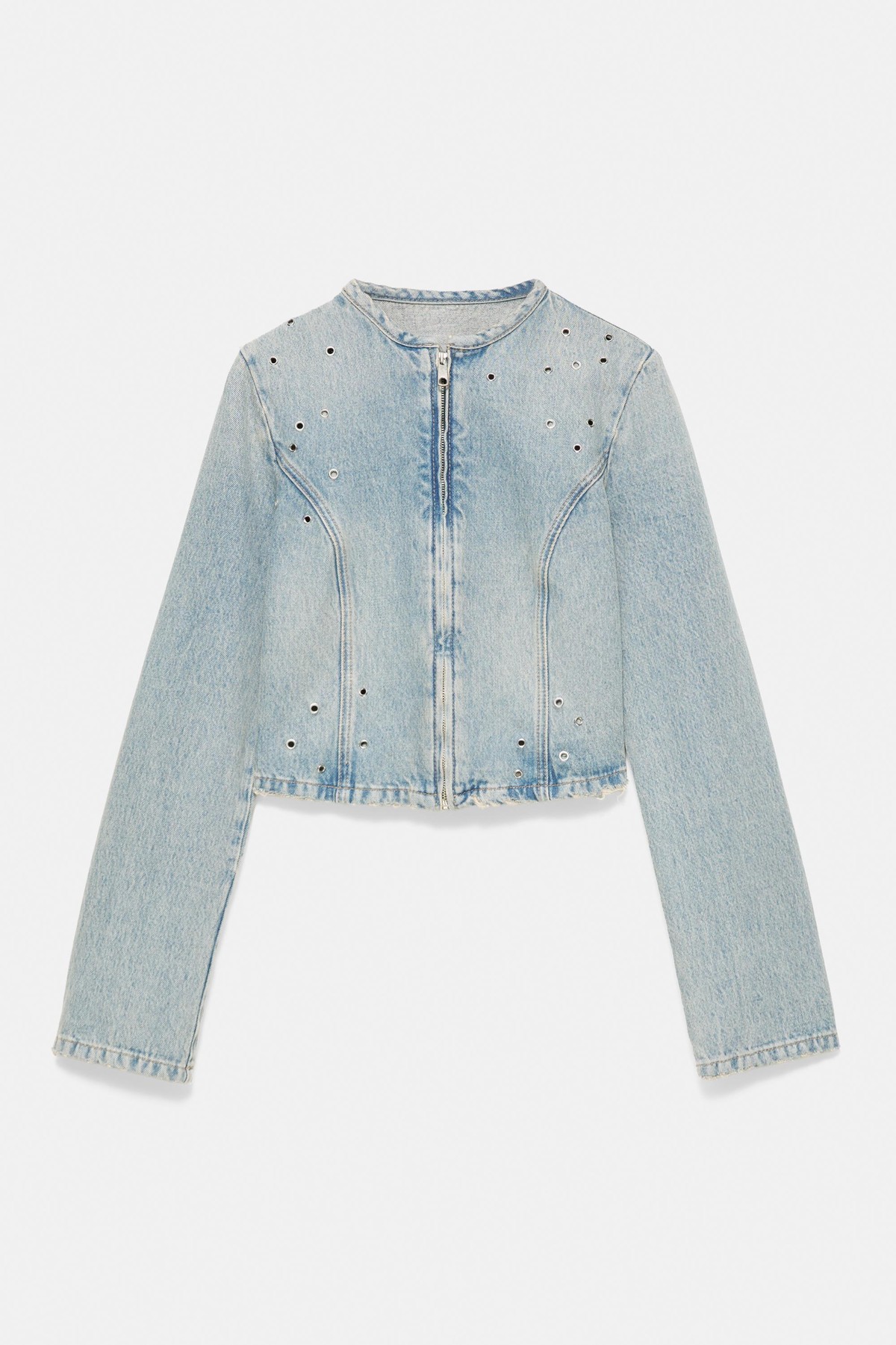 풀앤베어 아일렛 슬림핏 크롭 데님 자켓 7720/312 PALE BLUE