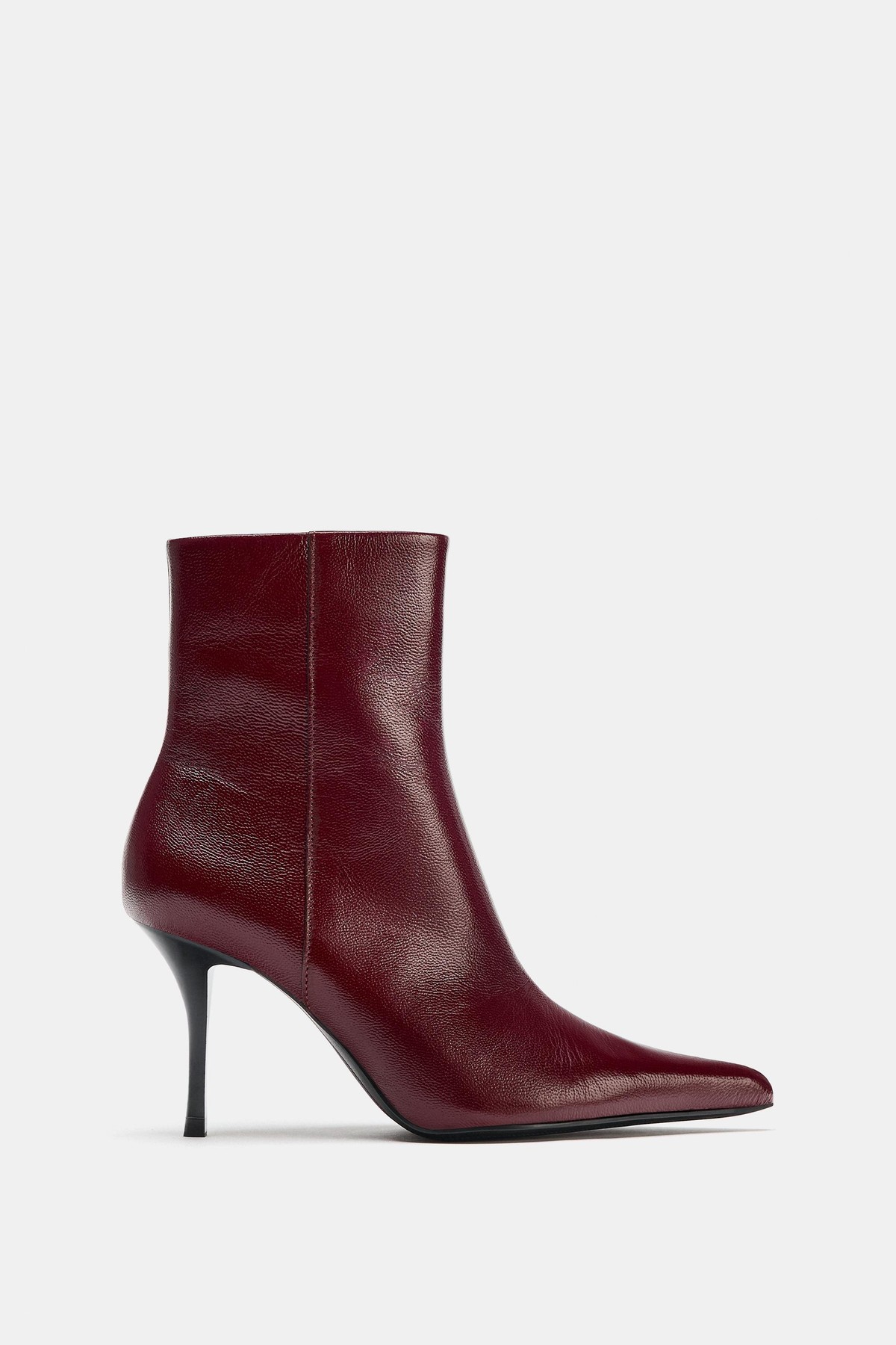 자라 레더 스틸레토 힐 앵클 부츠 3112/810/624 BURGUNDY RED