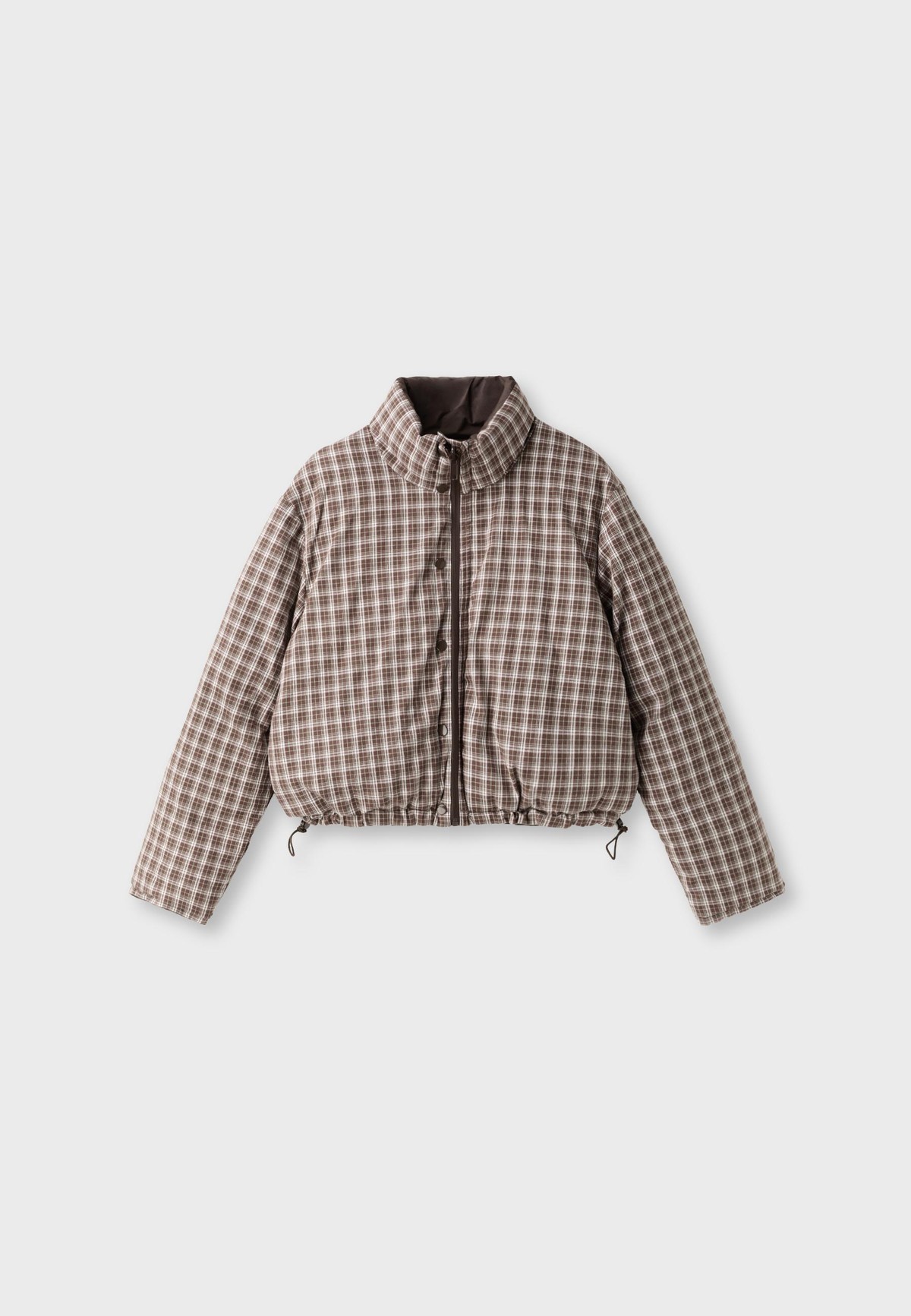 스트라디바리우스 리버시블 체크 크롭 패딩 자켓 8761/266/401 BROWN
