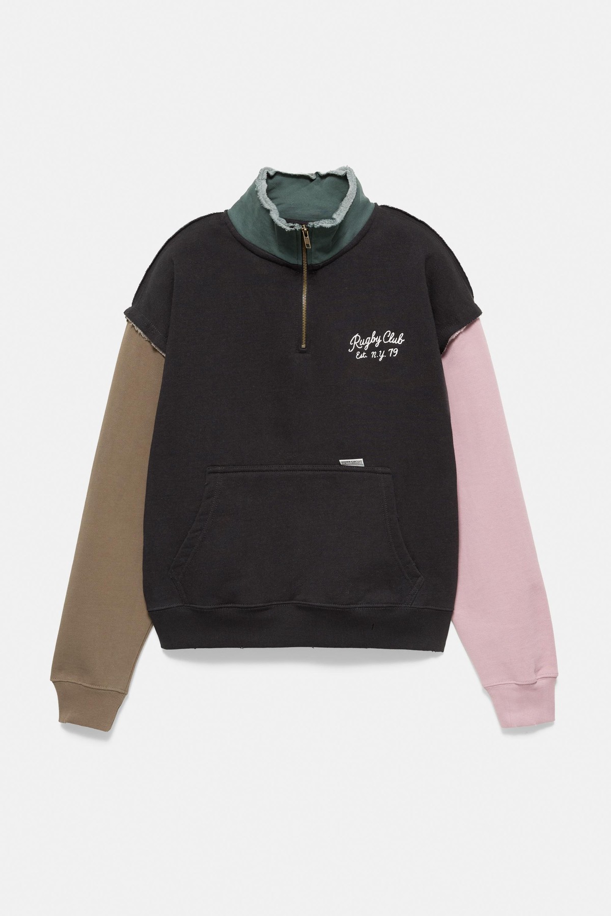 풀앤베어 컬러블록 하프집업 긴팔 맨투맨 7551/533 ANTHRACITE/KHAKI
