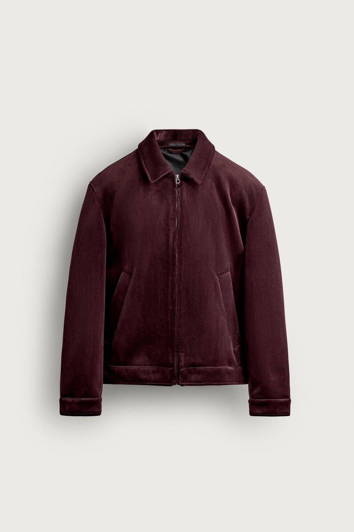 자라 벨벳 집업 카라 숏 자켓 5854/123/684 DARK BURGUNDY