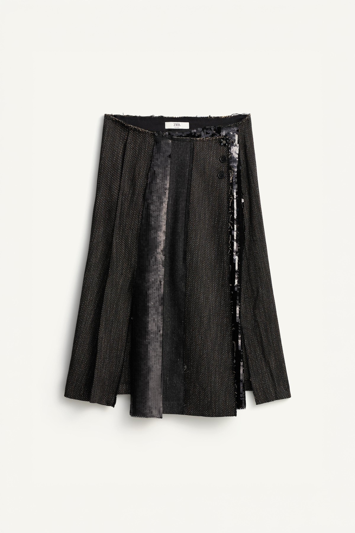 자라 한정판 스팽글 랩 미디 스커트 8019/042/099 BLACK / BROWN