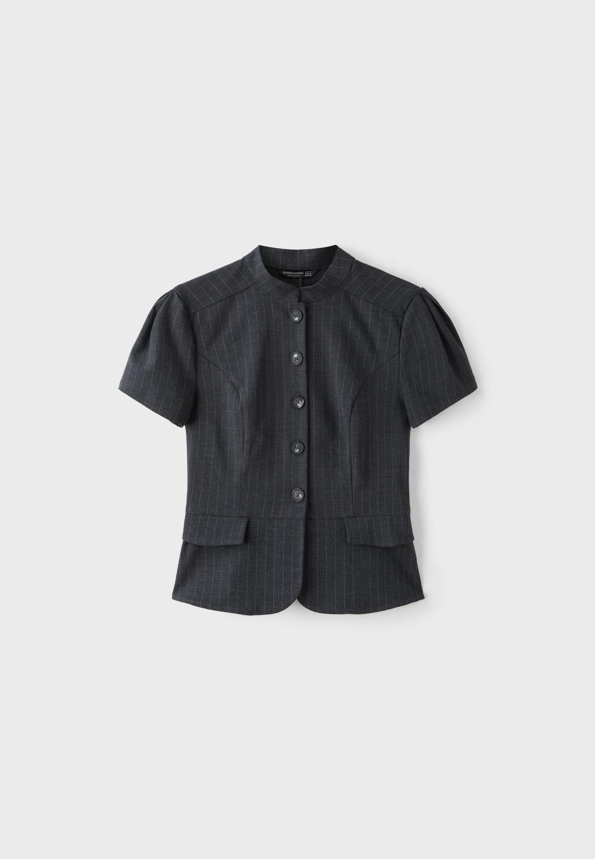 스트라디바리우스 핀스트라이프 퍼프 반팔 셔츠 6093/048/250 CHARCOAL GREY