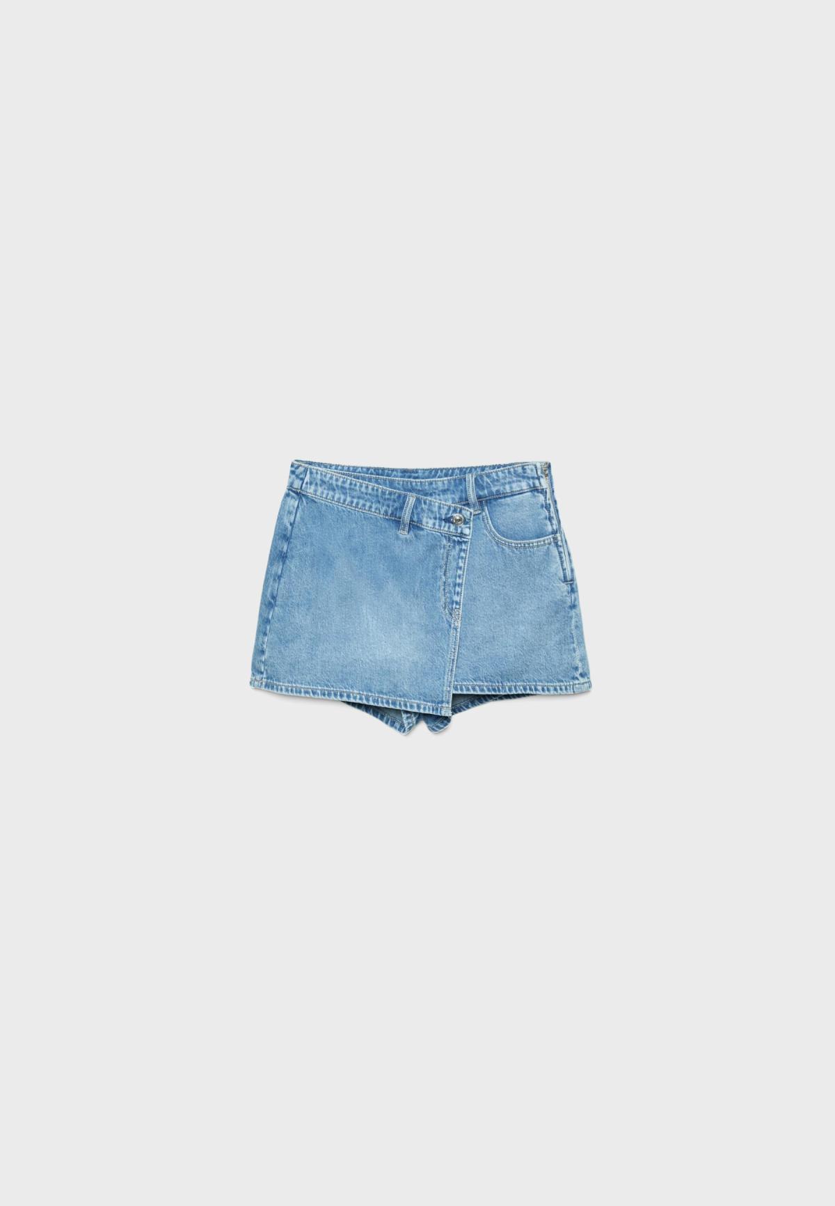 스트라디바리우스 크로스 데님 스커트 팬츠 7403/333/715 BLUE OVERDYE
