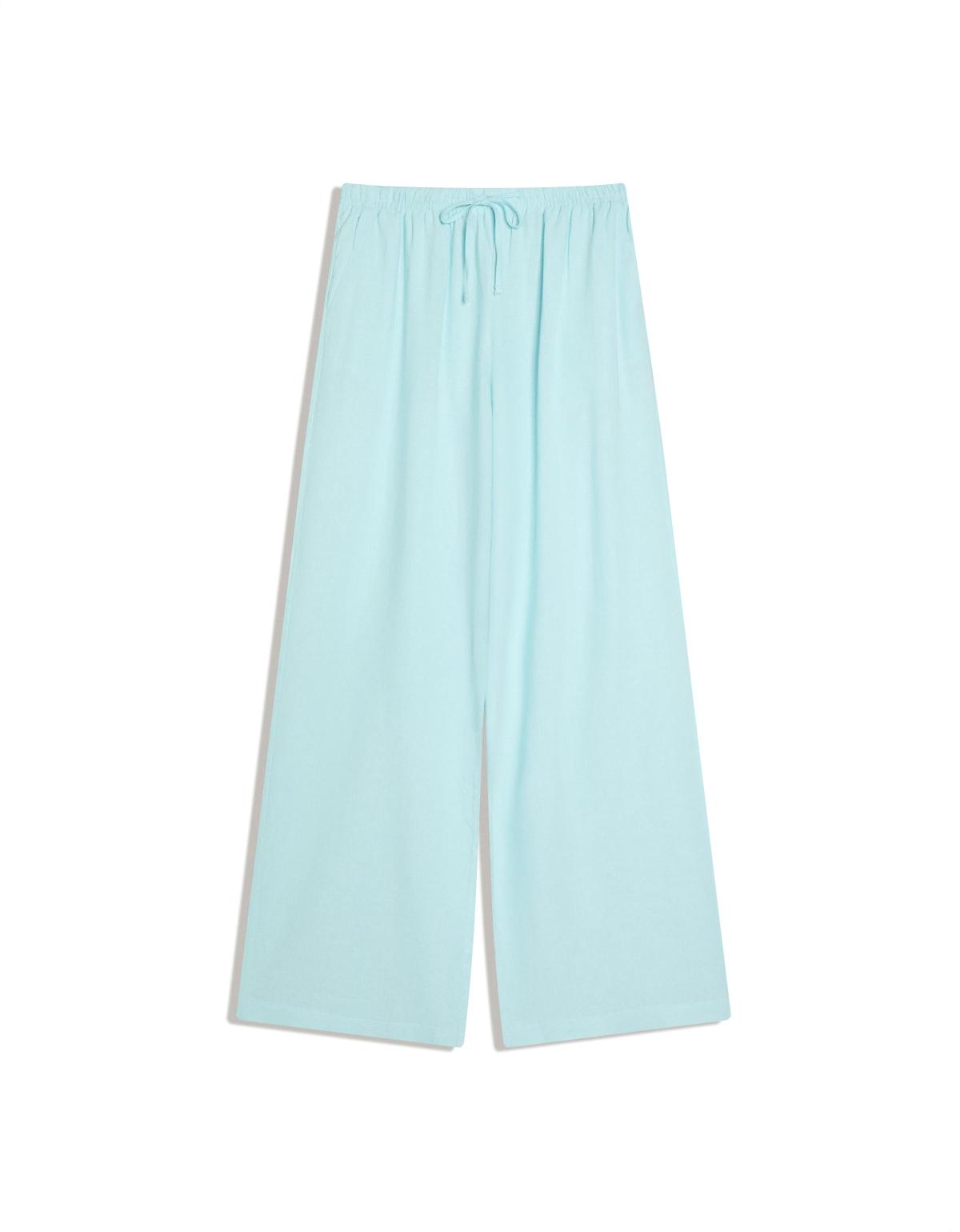버쉬카 린넨 혼방 밴딩 와이드 팬츠 0093/739 TURQUOISE