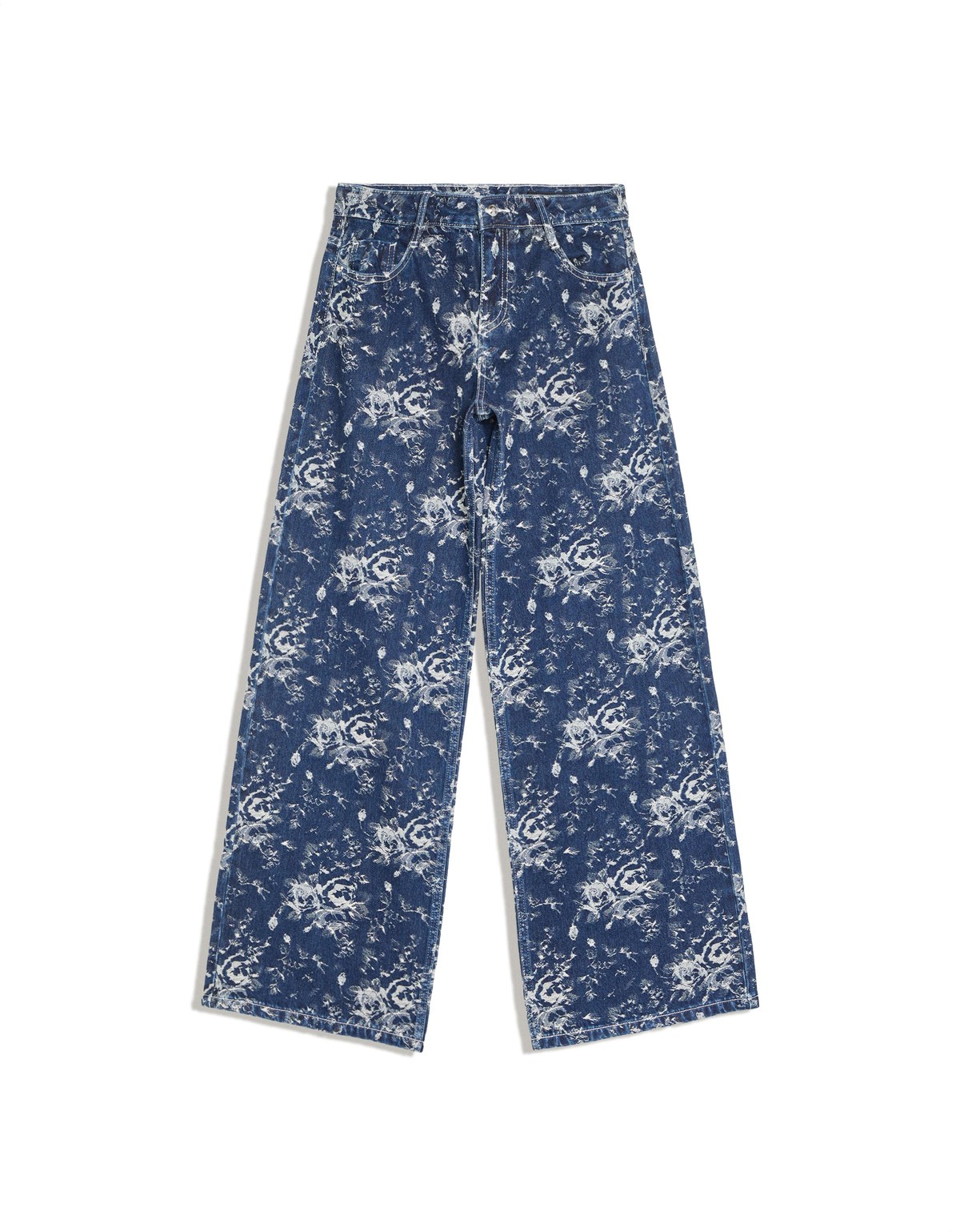 버쉬카 플로럴 자카드 와이드 데님 팬츠 3571/074 BLUE