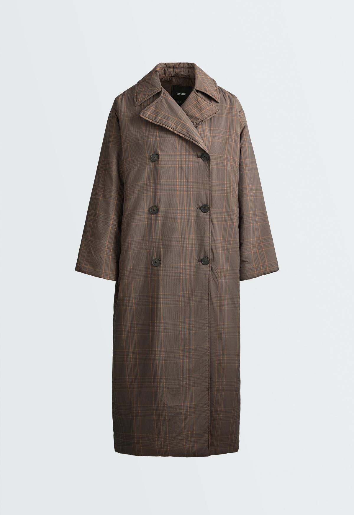 오이쇼 더블 체크 롱 패딩 자켓 6437/749/507 DARK KHAKI